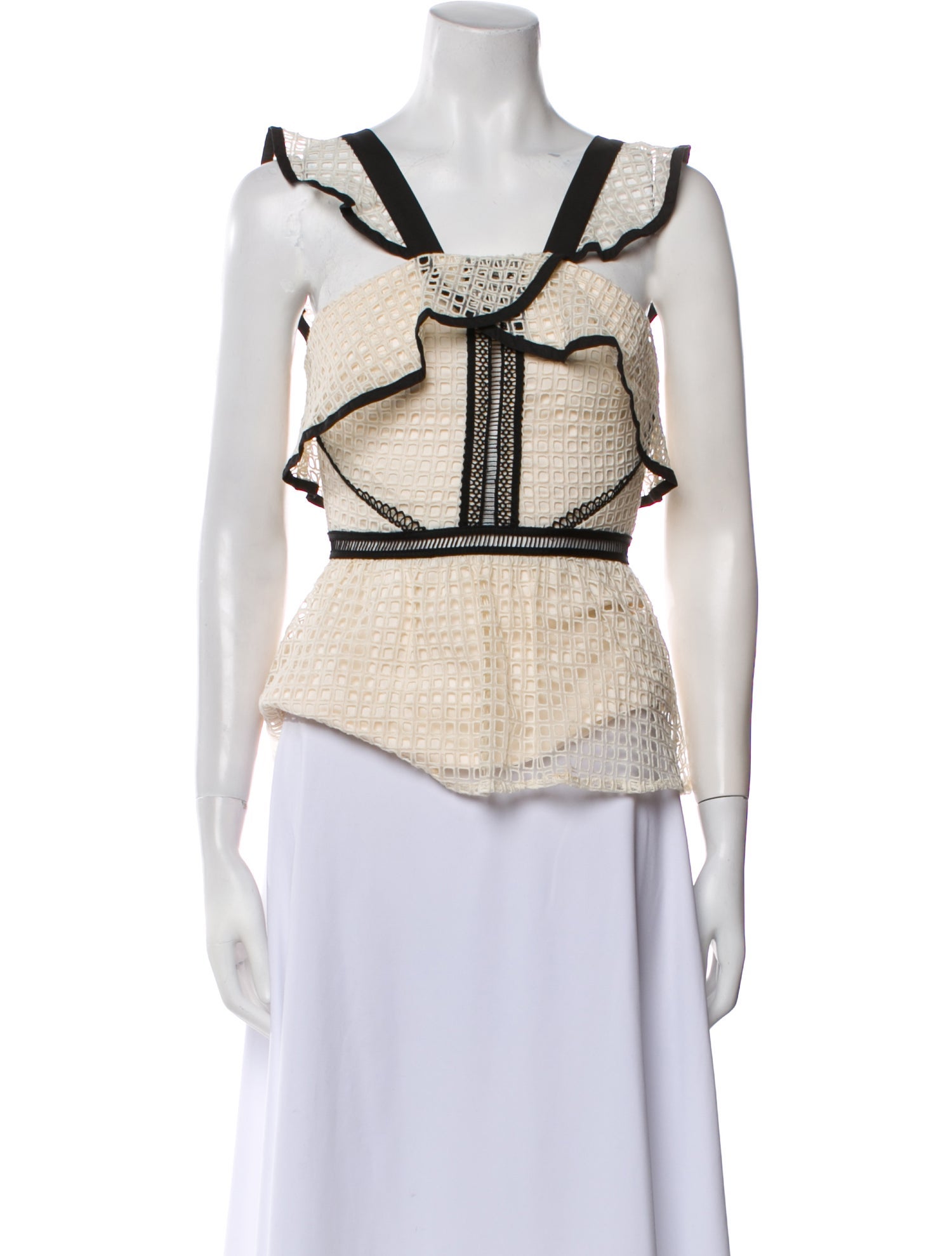 Self-Portrait Square Neckline Sleeveless Crop Top