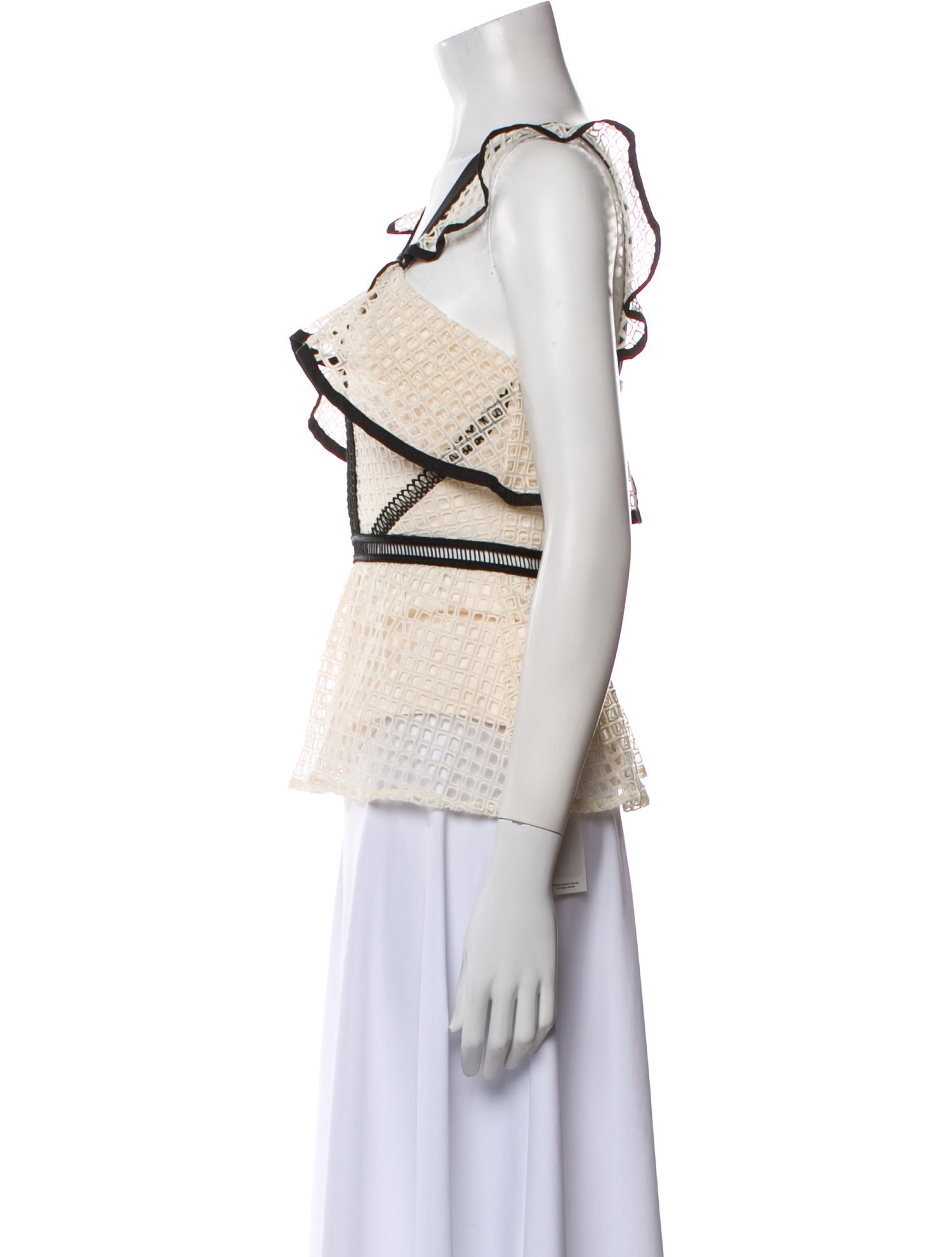 Self-Portrait Square Neckline Sleeveless Crop Top