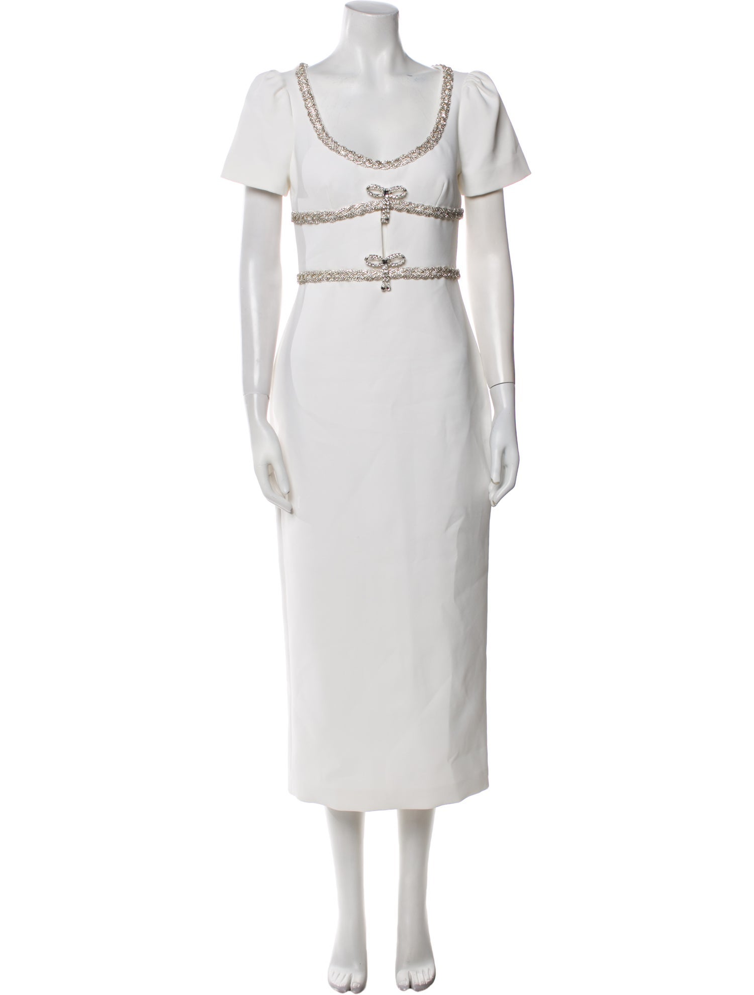 Self-Portrait Diamante Bow Trim Midi Dress Long Dress