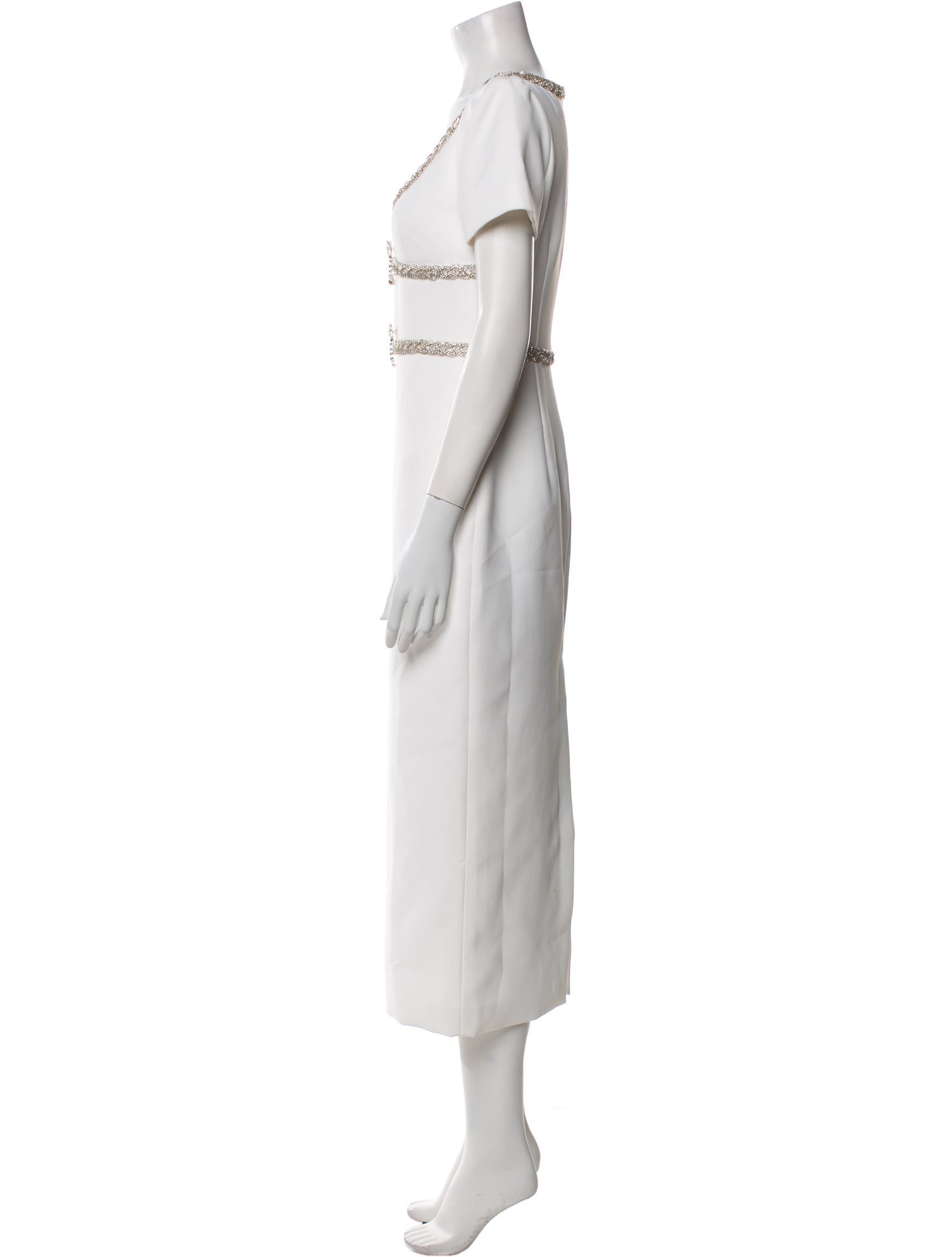 Self-Portrait Diamante Bow Trim Midi Dress Long Dress