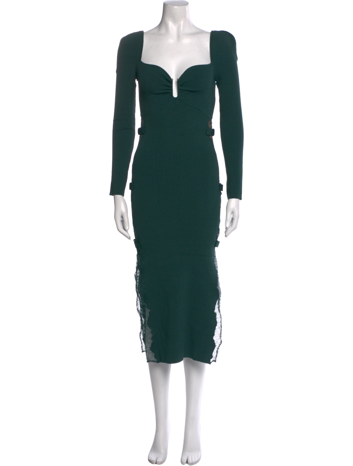 Self-Portrait Square Neckline Midi Length Dress