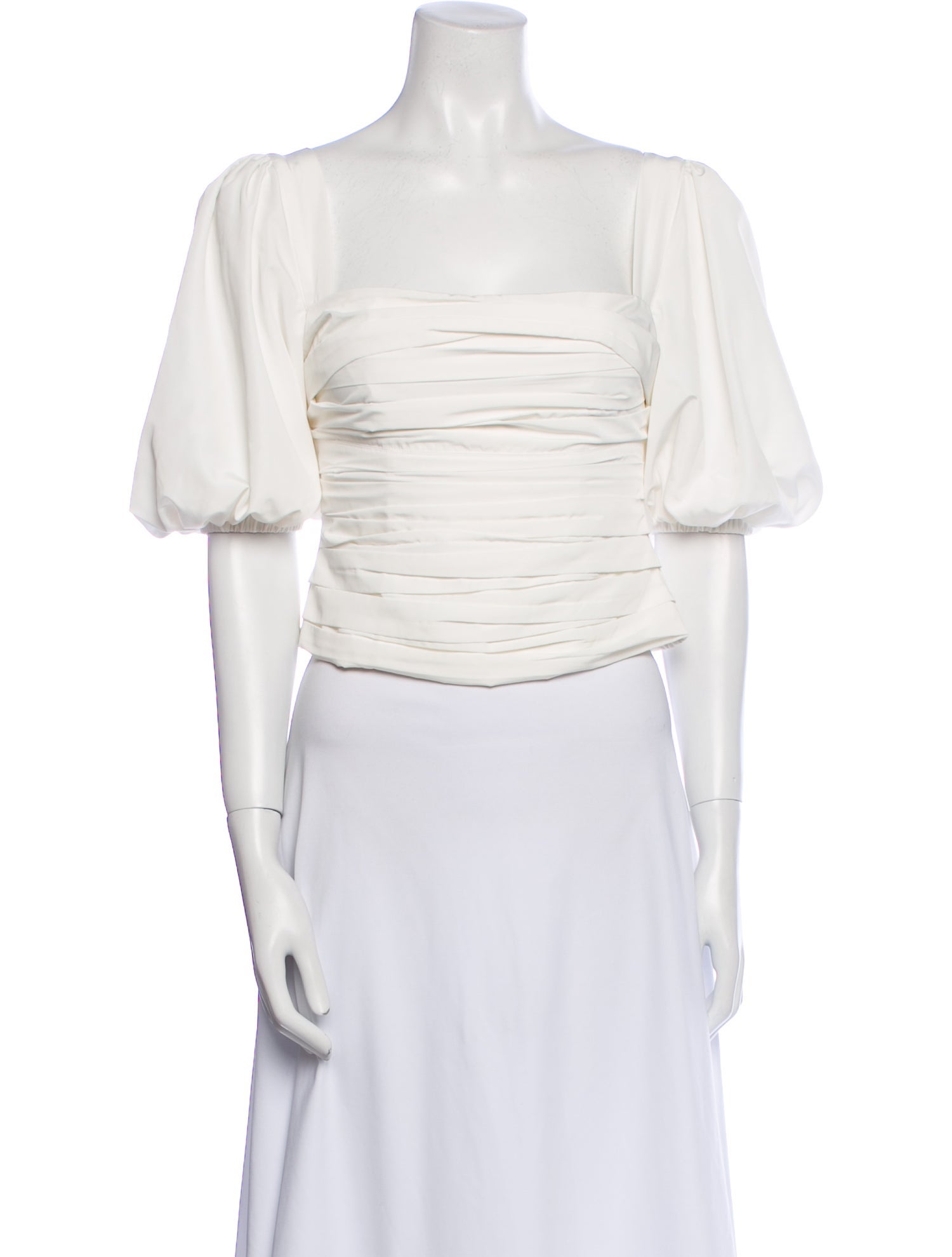 Self-Portrait Square Neckline Short Sleeve Crop Top