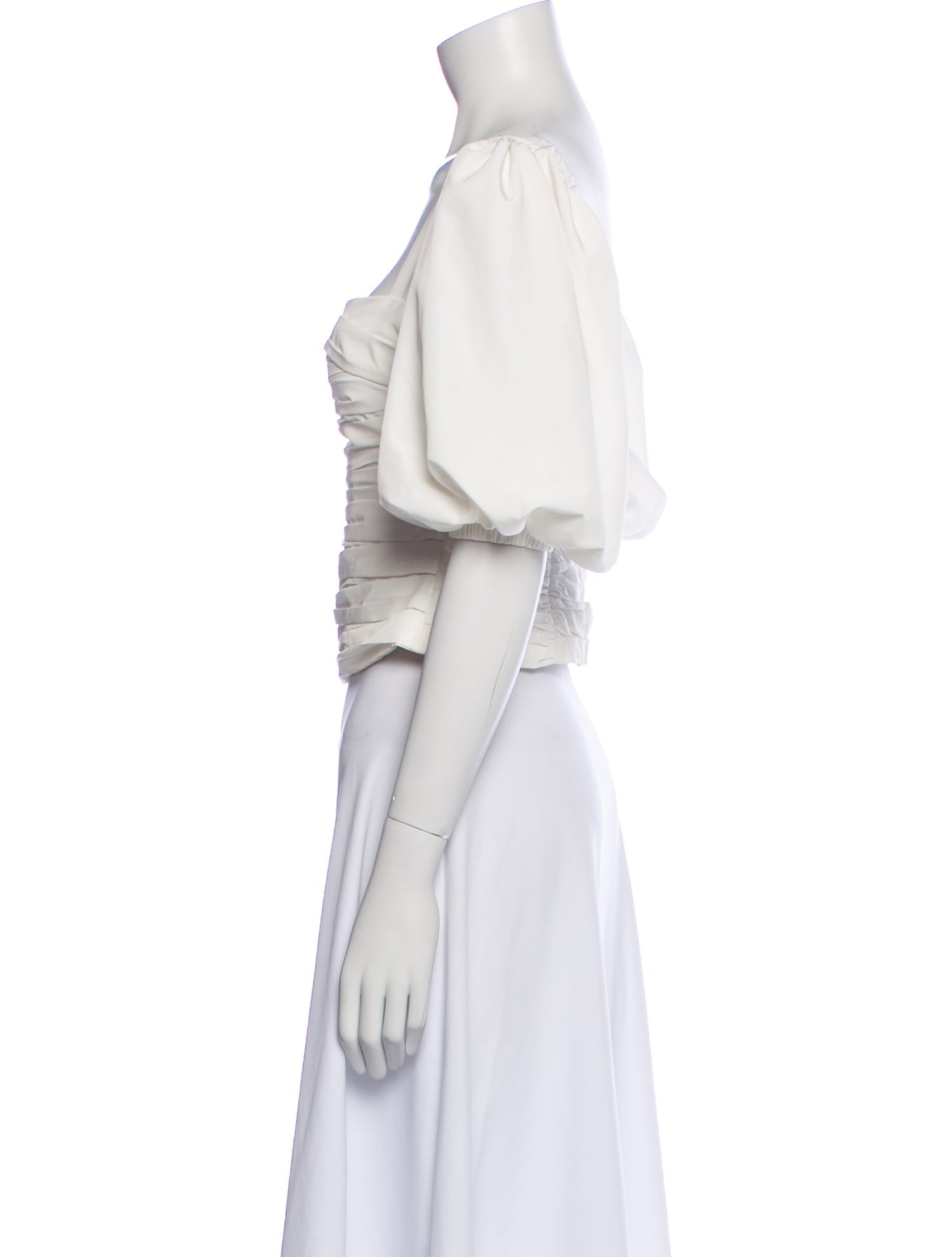 Self-Portrait Square Neckline Short Sleeve Crop Top