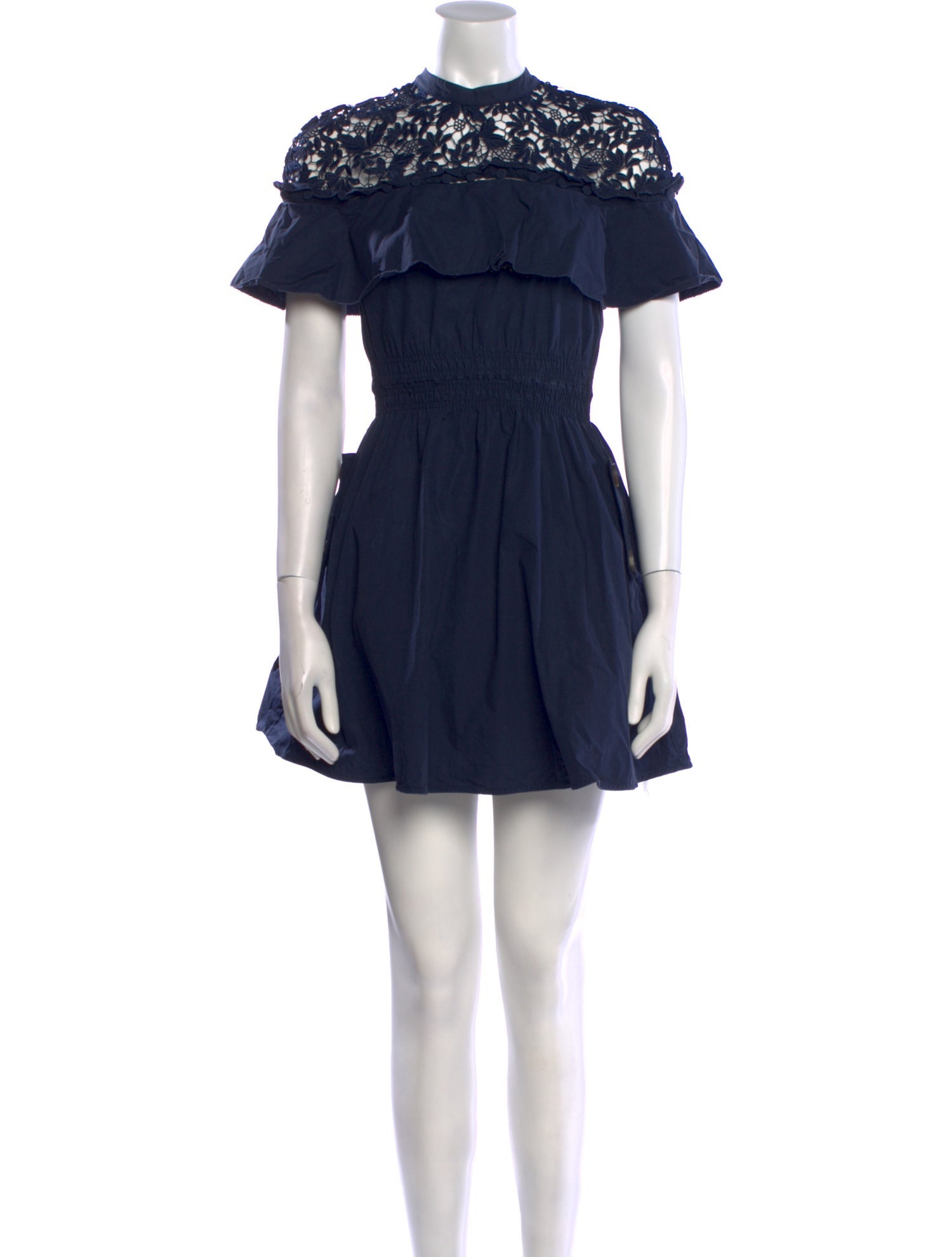 Self-Portrait Mock Neck Mini Dress