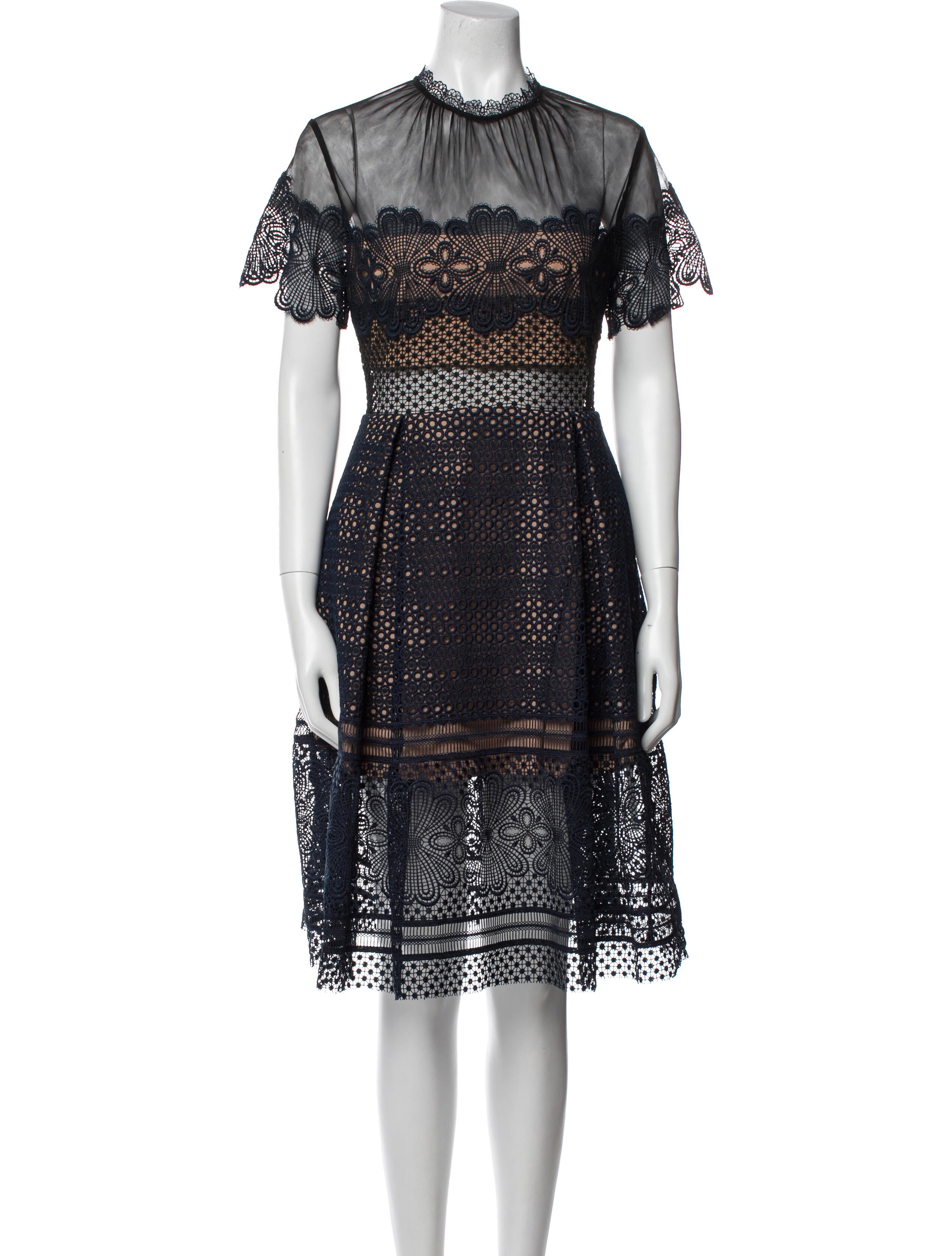 Self-Portrait Lace Pattern Knee-Length Dress