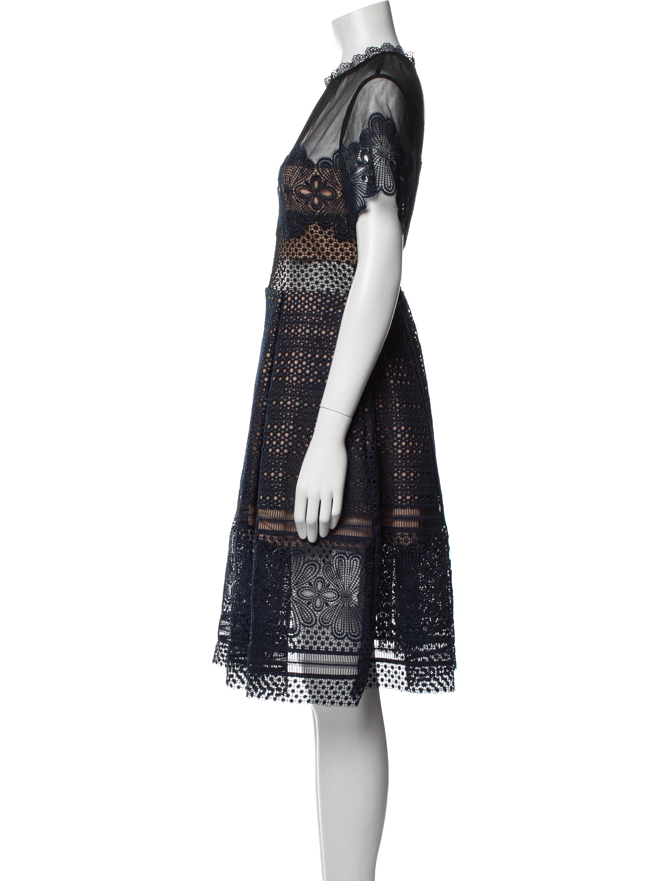 Self-Portrait Lace Pattern Knee-Length Dress