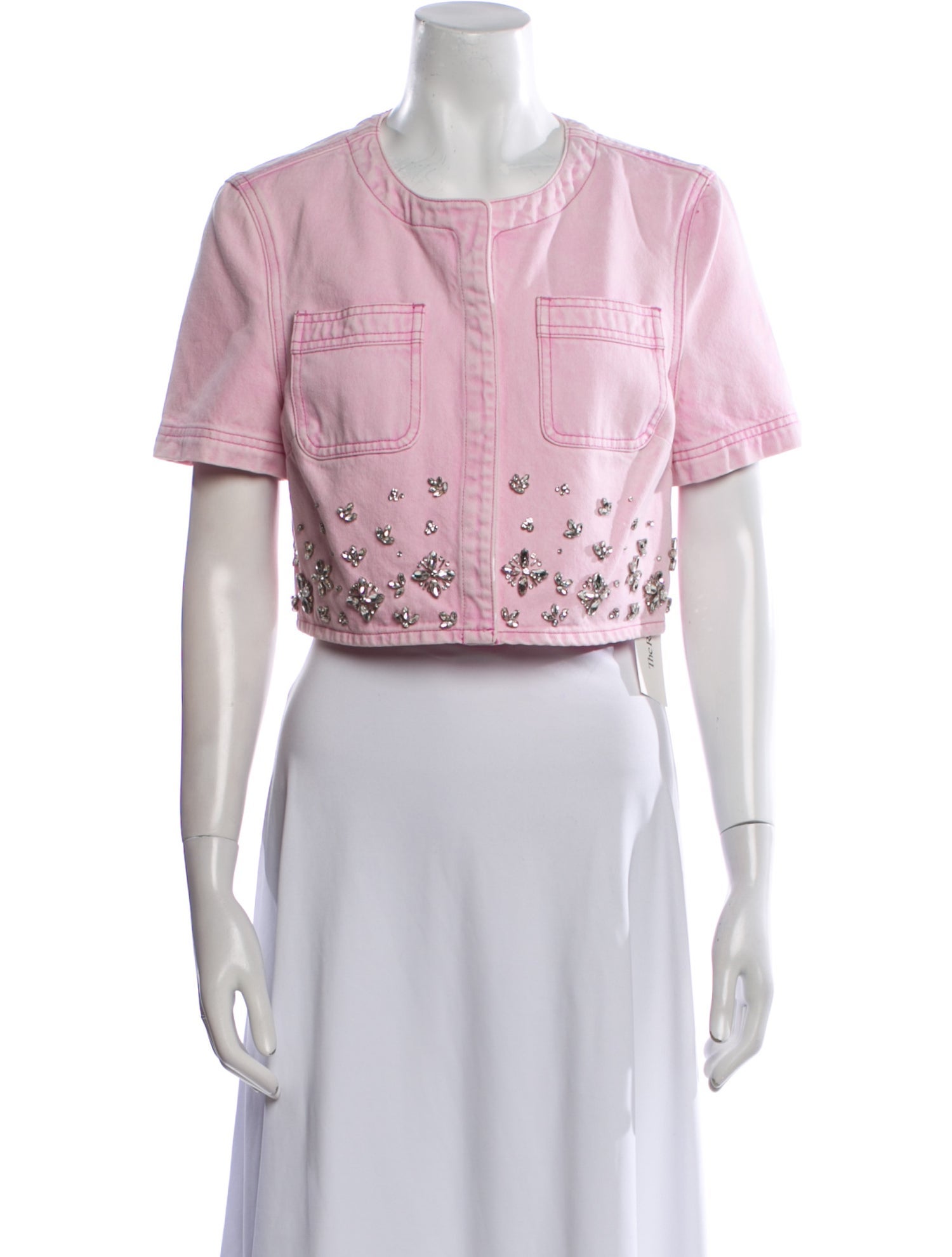 Self-Portrait Printed Crew Neck Crop Top