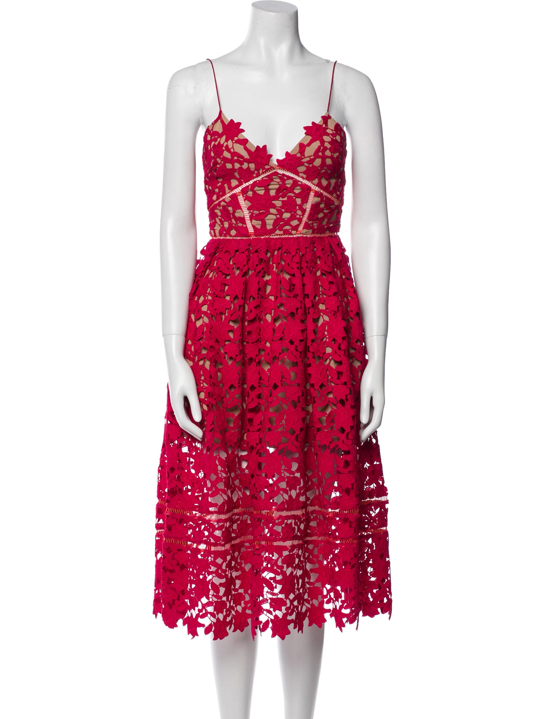 Self-Portrait Lace Pattern Midi Length Dress
