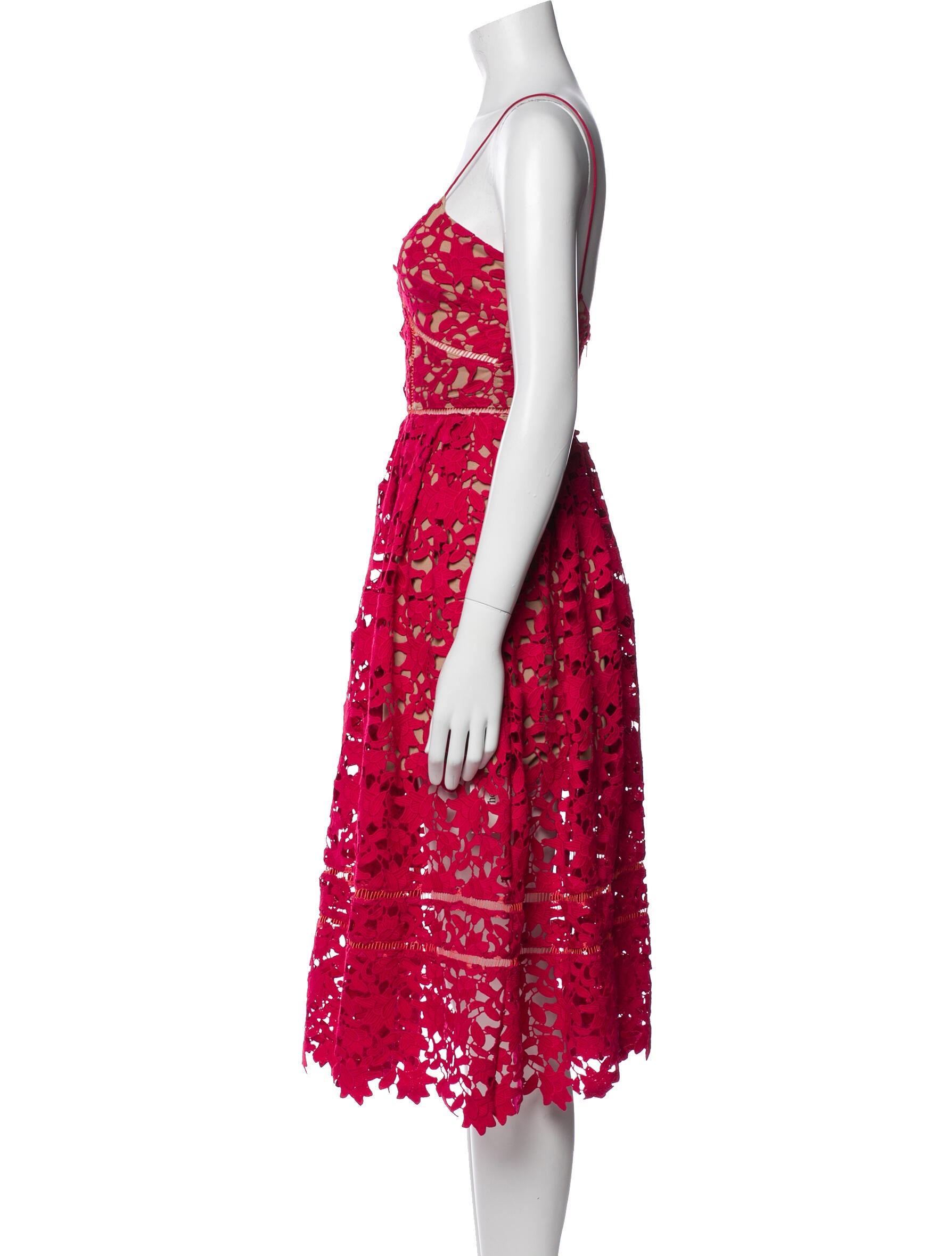 Self-Portrait Lace Pattern Midi Length Dress