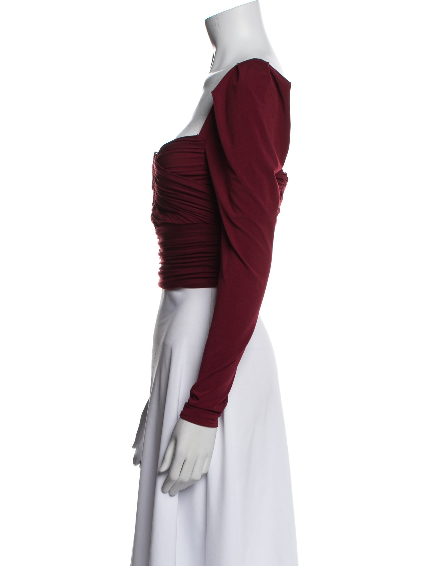 Self-Portrait Square Neckline Long Sleeve Crop Top