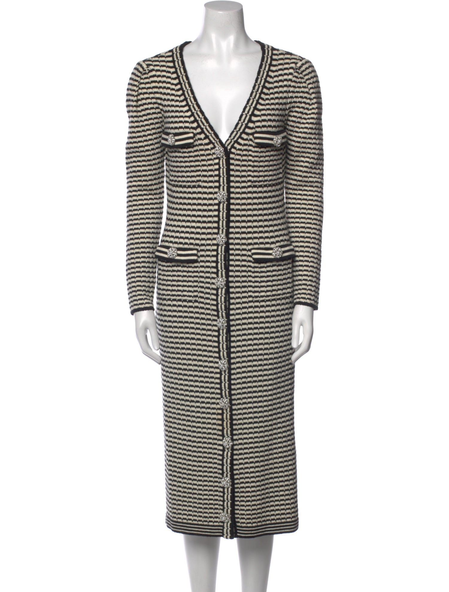 Self-Portrait Striped Midi Length Dress