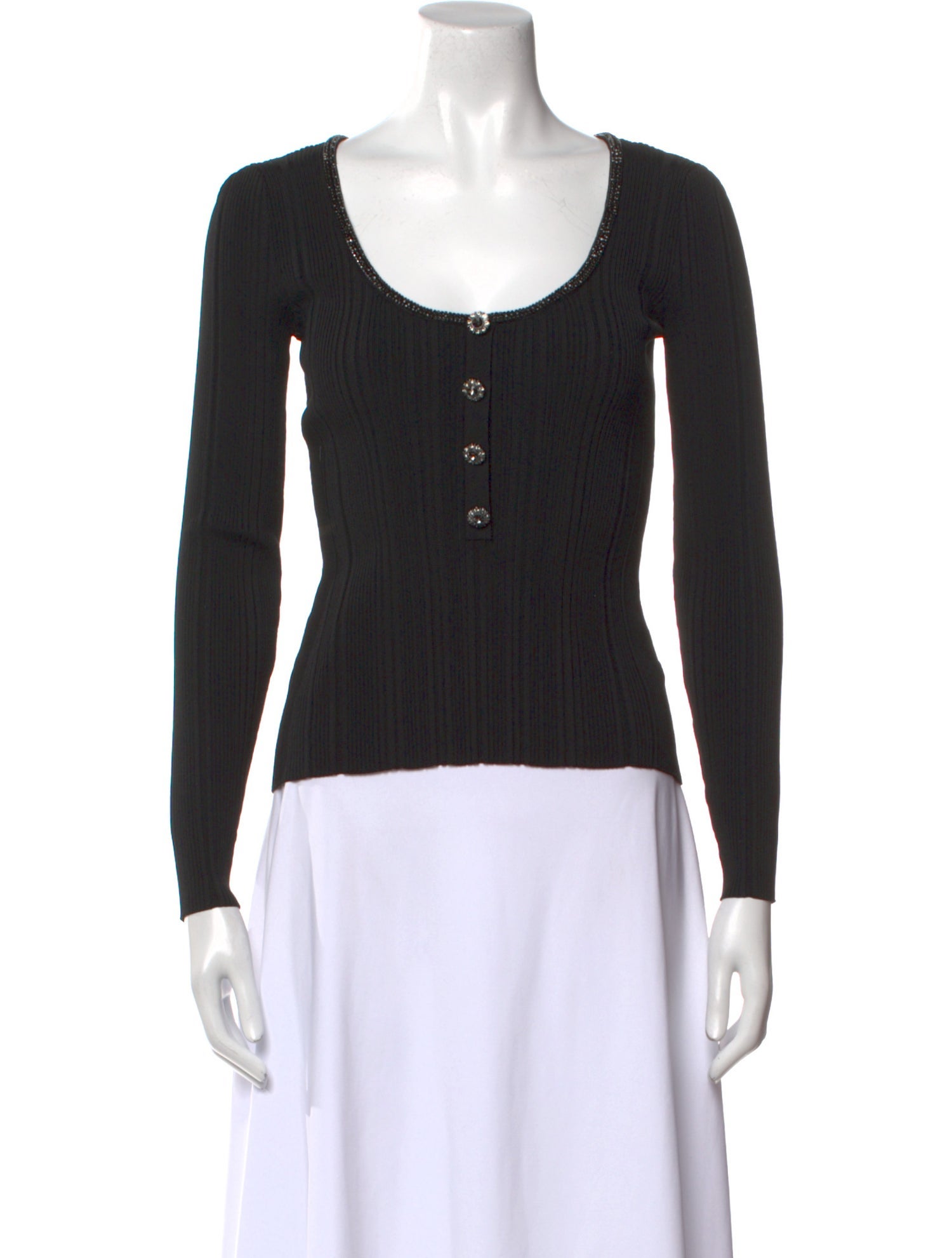 Self-Portrait Scoop Neck Long Sleeve Top w/ Tags