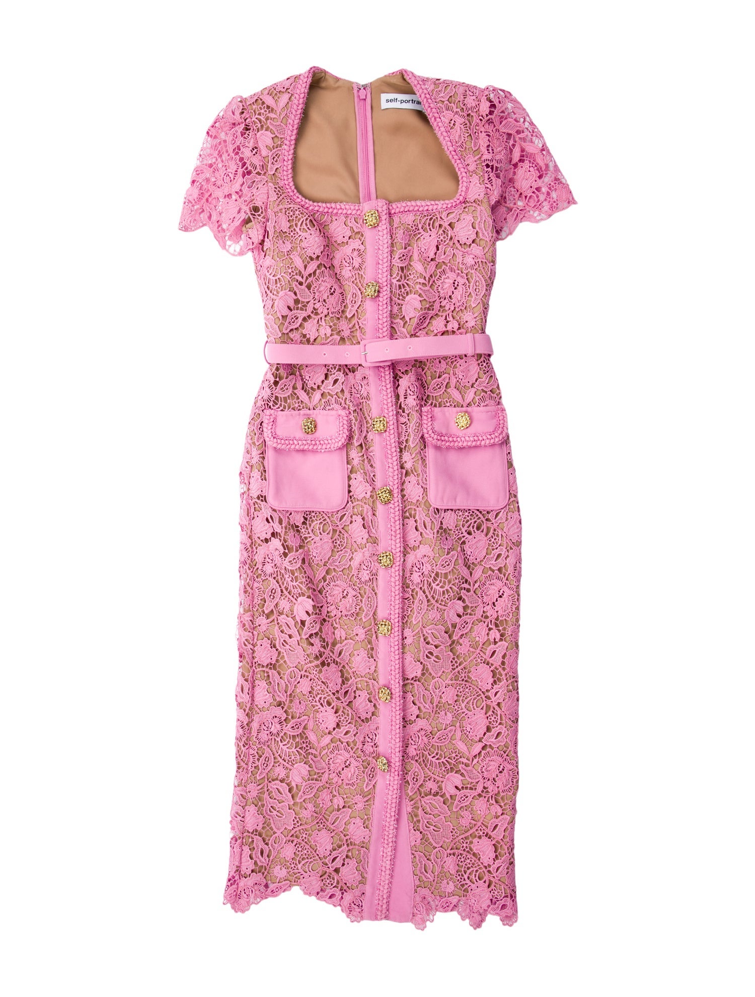 Self-Portrait Lace Pattern Midi Length Dress