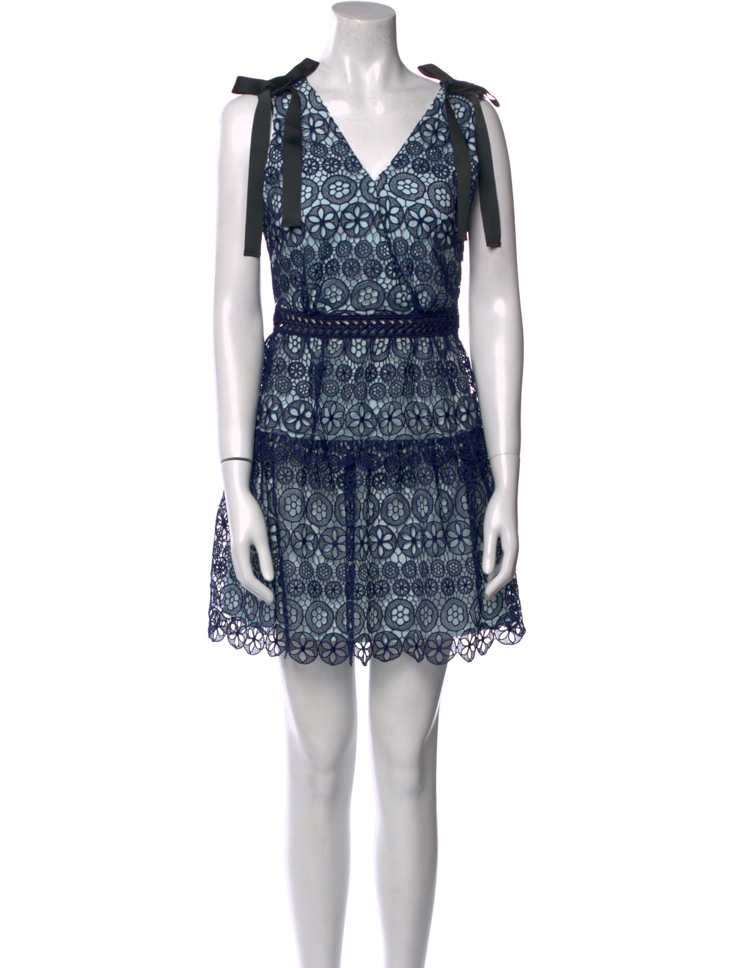 Self-Portrait Lace Pattern Mini Dress
