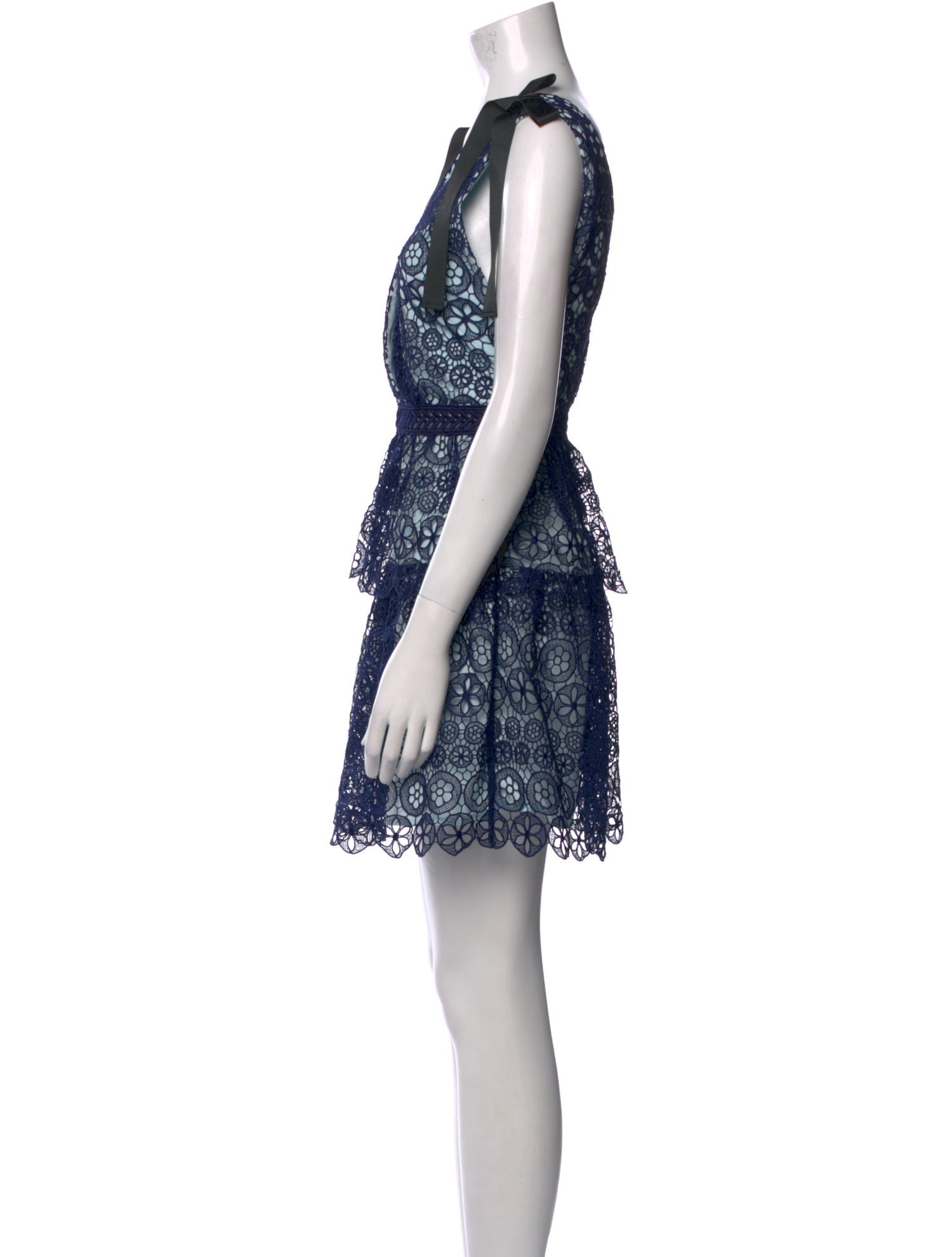 Self-Portrait Lace Pattern Mini Dress