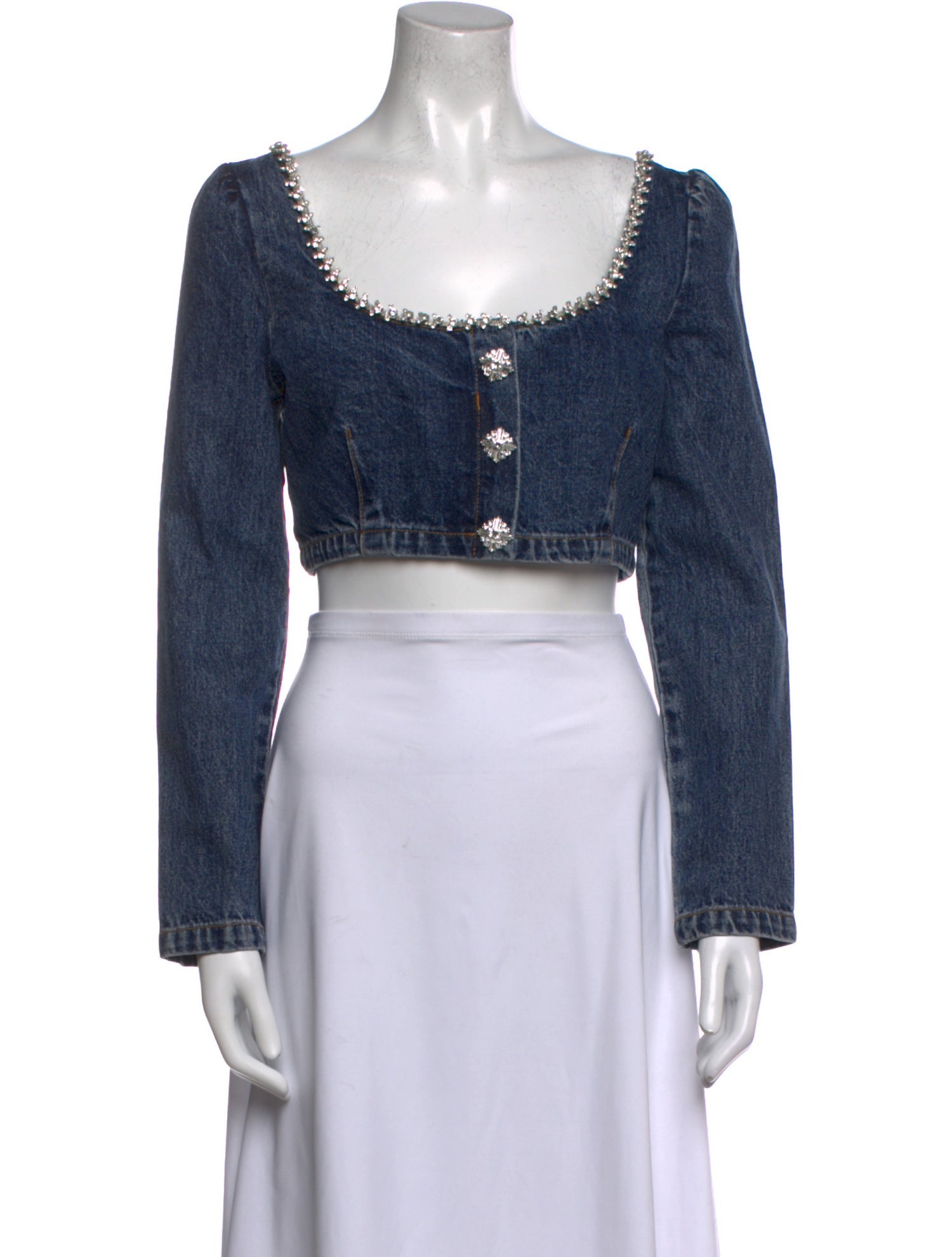 Self-Portrait Scoop Neck Long Sleeve Crop Top w/ Tags