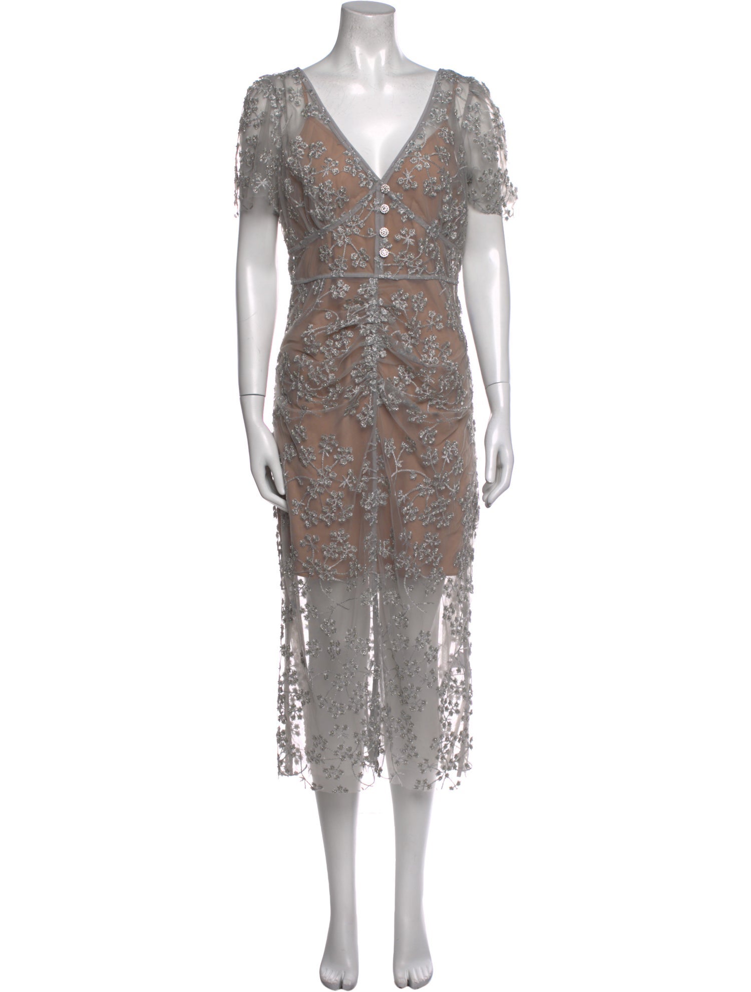 Self-Portrait V-Neck Mini Dress