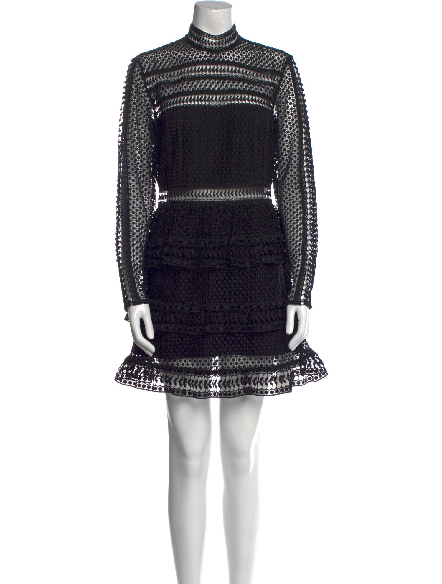 Self-Portrait Lace Pattern Mini Dress