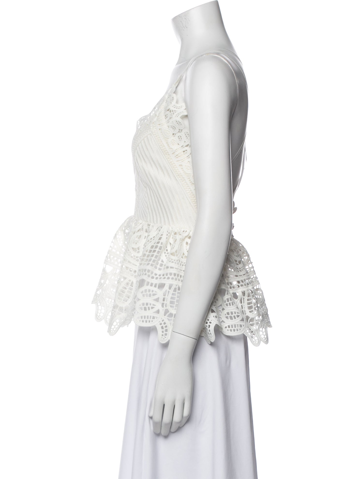 Self-Portrait Lace Pattern V-Neck Crop Top