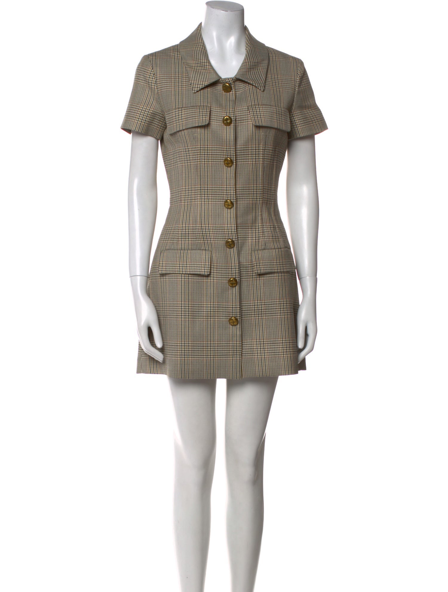 Self-Portrait Houndstooth Print Mini Dress