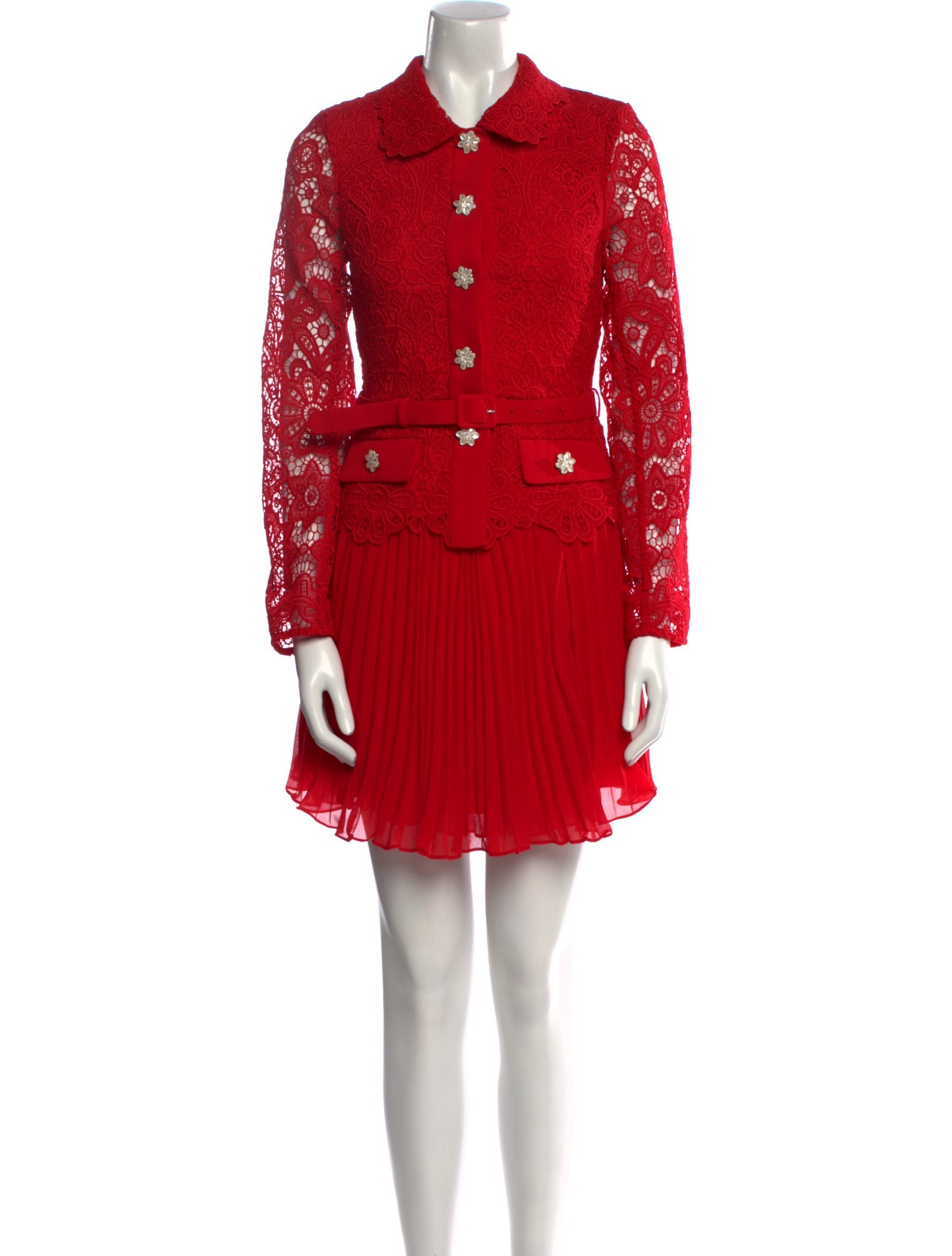 Self-Portrait Lace Pattern Mini Dress