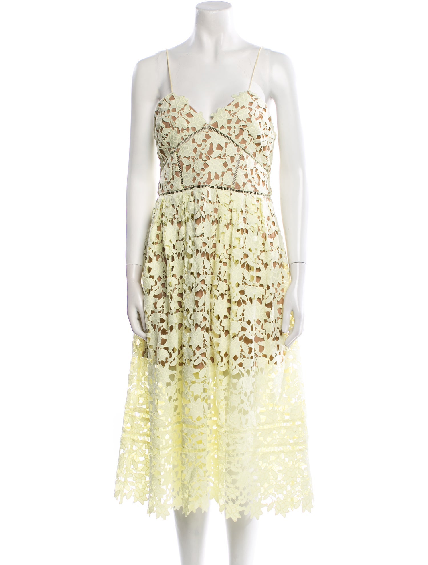 Self-Portrait Lace Pattern Midi Length Dress