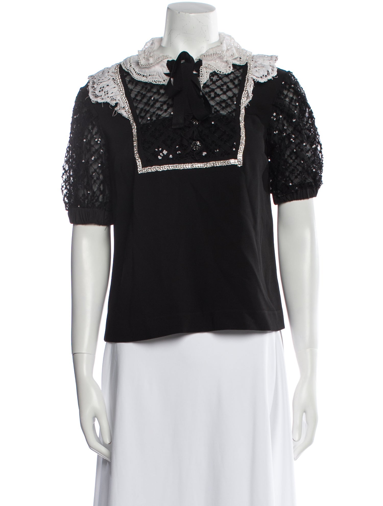 Self-Portrait Mock Neck Short Sleeve Polo