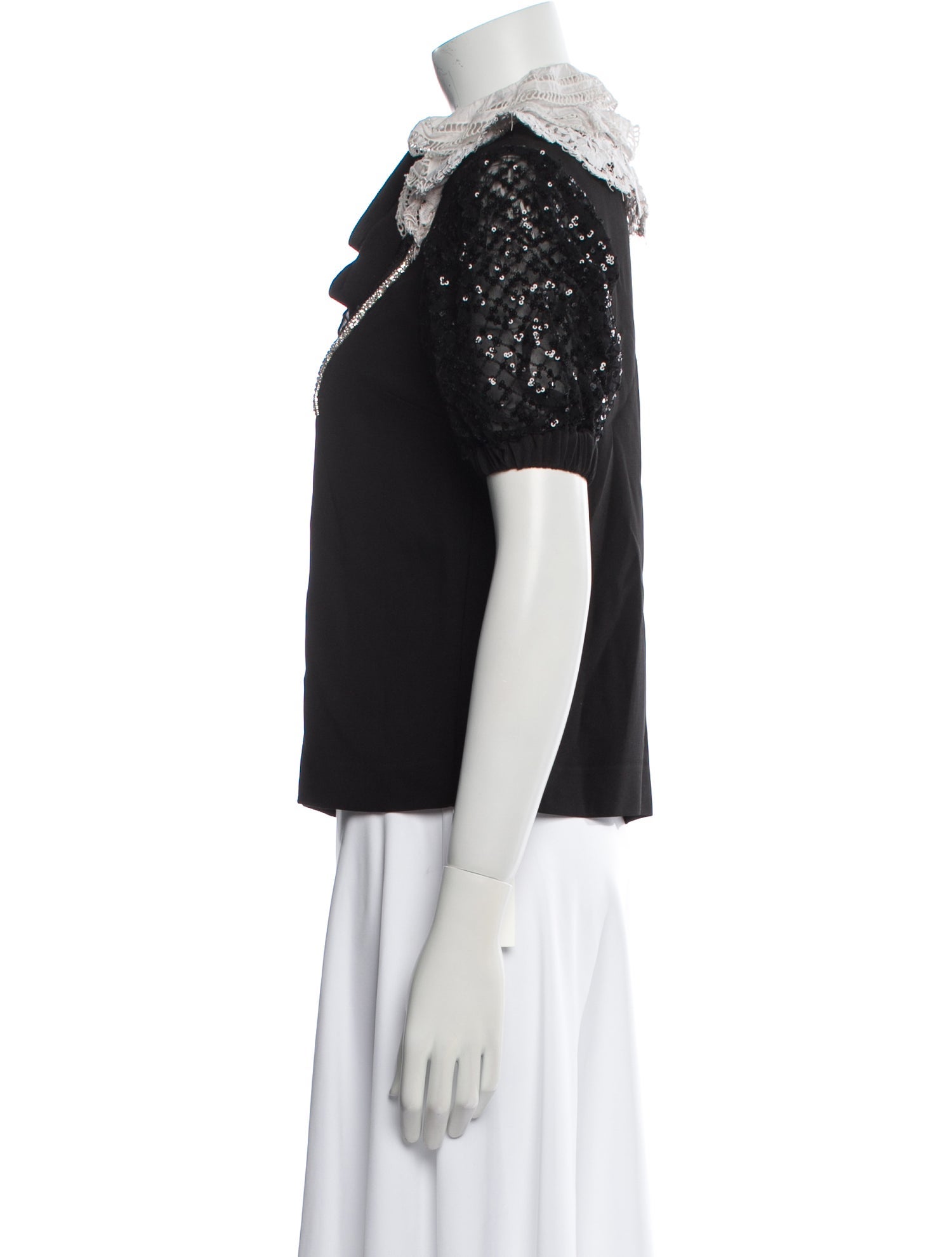 Self-Portrait Mock Neck Short Sleeve Polo