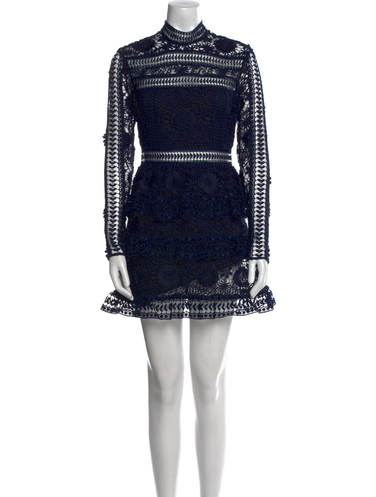 Self-Portrait Lace Pattern Mini Dress