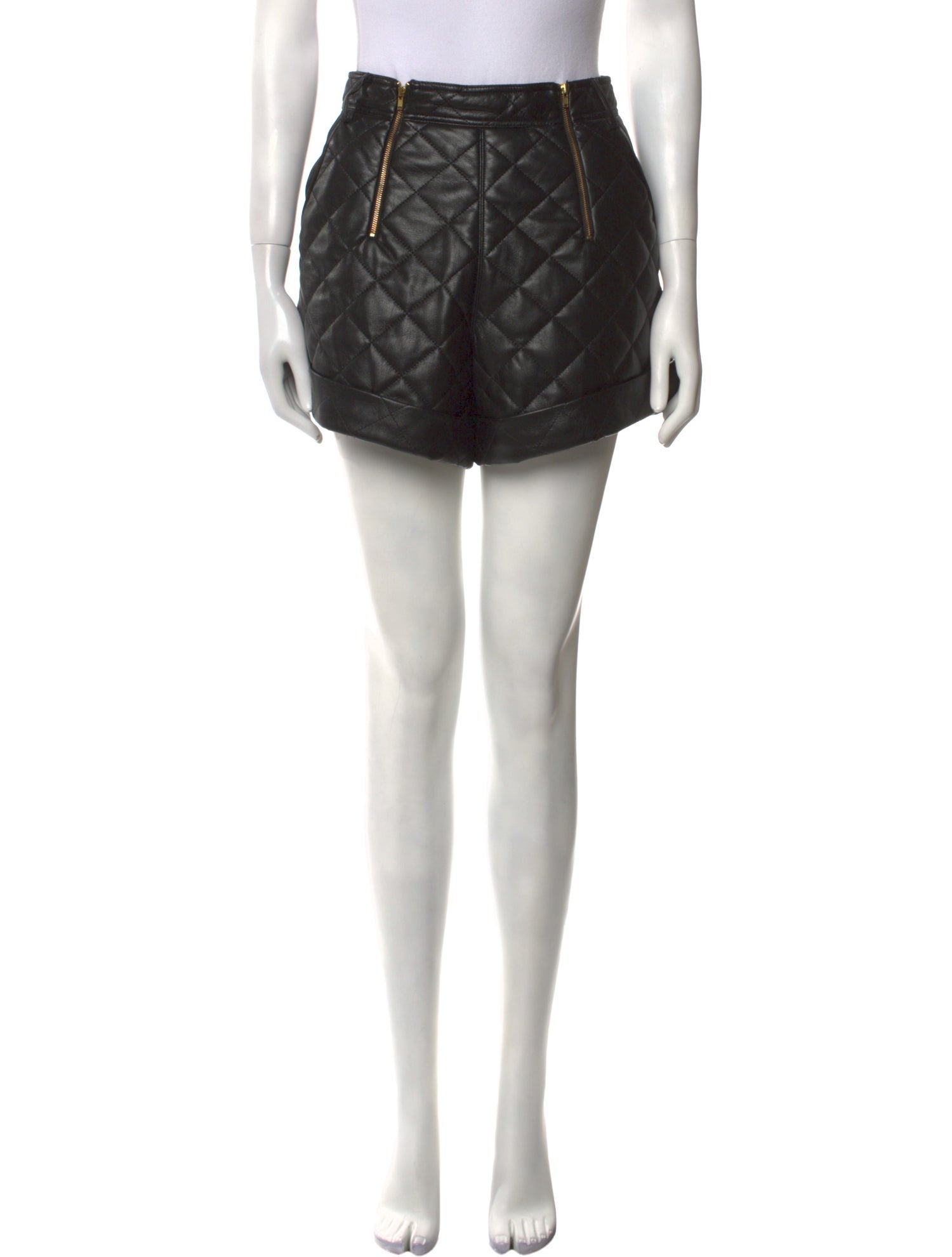 Self-Portrait Faux Leather Mini Shorts