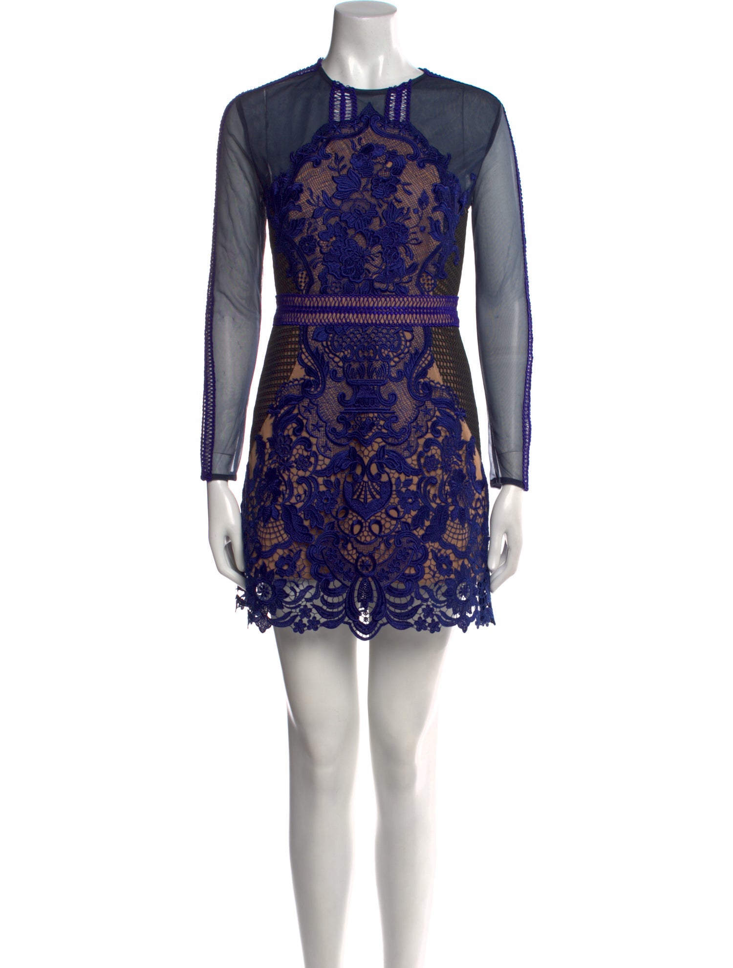 Self-Portrait Lace Pattern Mini Dress