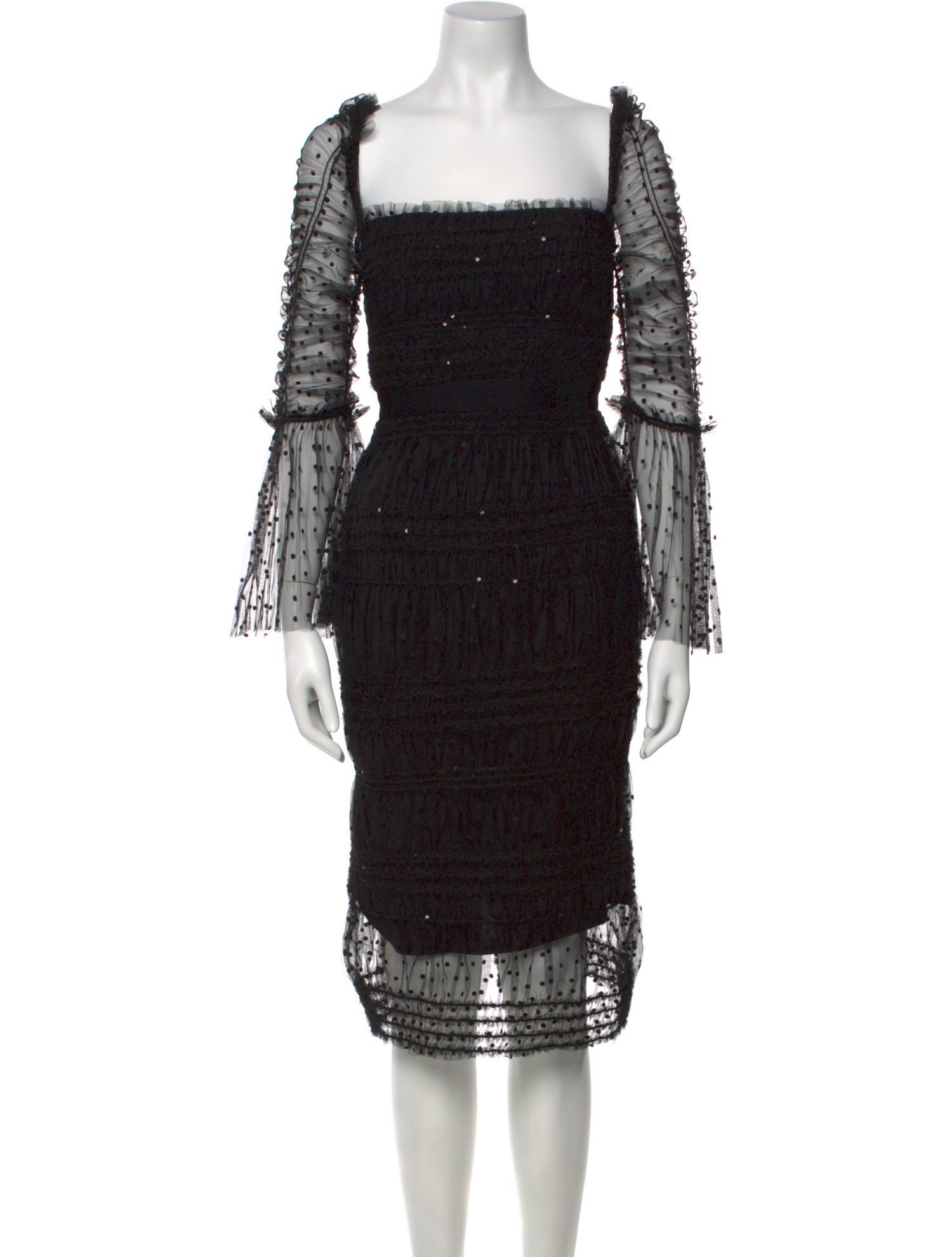 Self-Portrait Square Neckline Midi Length Dress