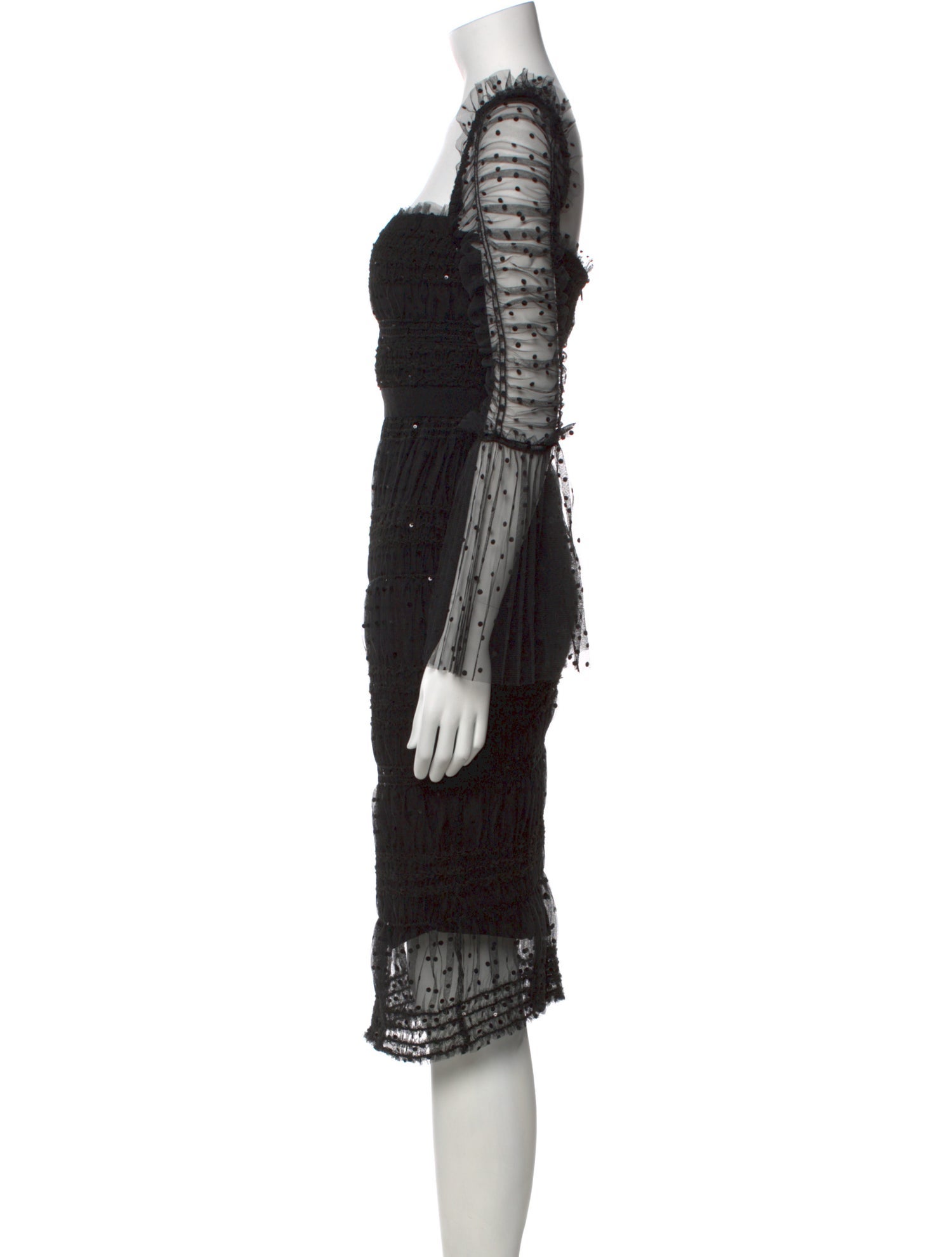 Self-Portrait Square Neckline Midi Length Dress