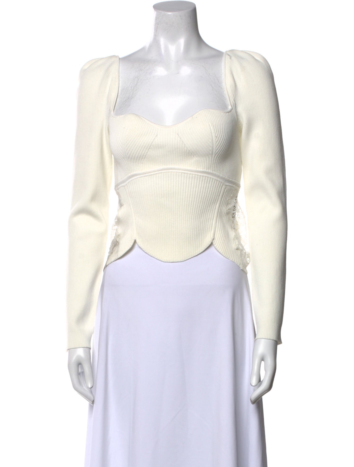 Self-Portrait Square Neckline Long Sleeve Crop Top w/ Tags