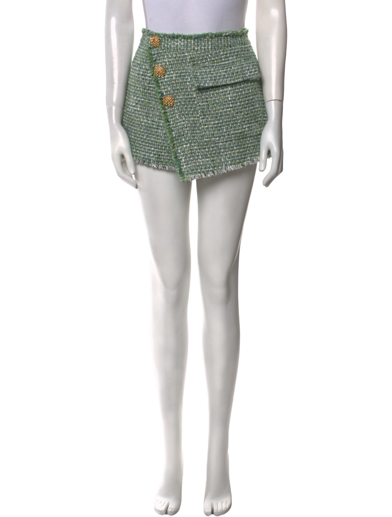 Self-Portrait Tweed Pattern Mini Shorts