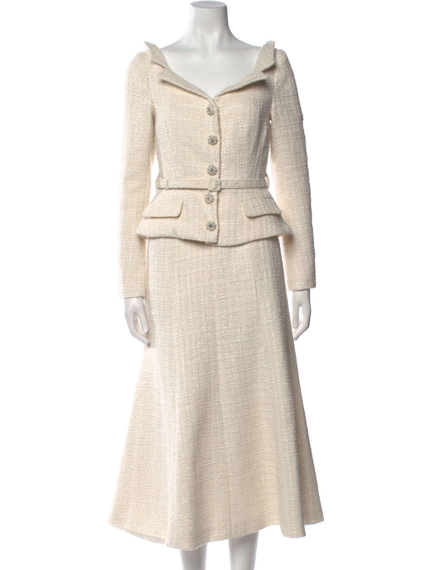 Self-Portrait V-Neck Midi Length Dress