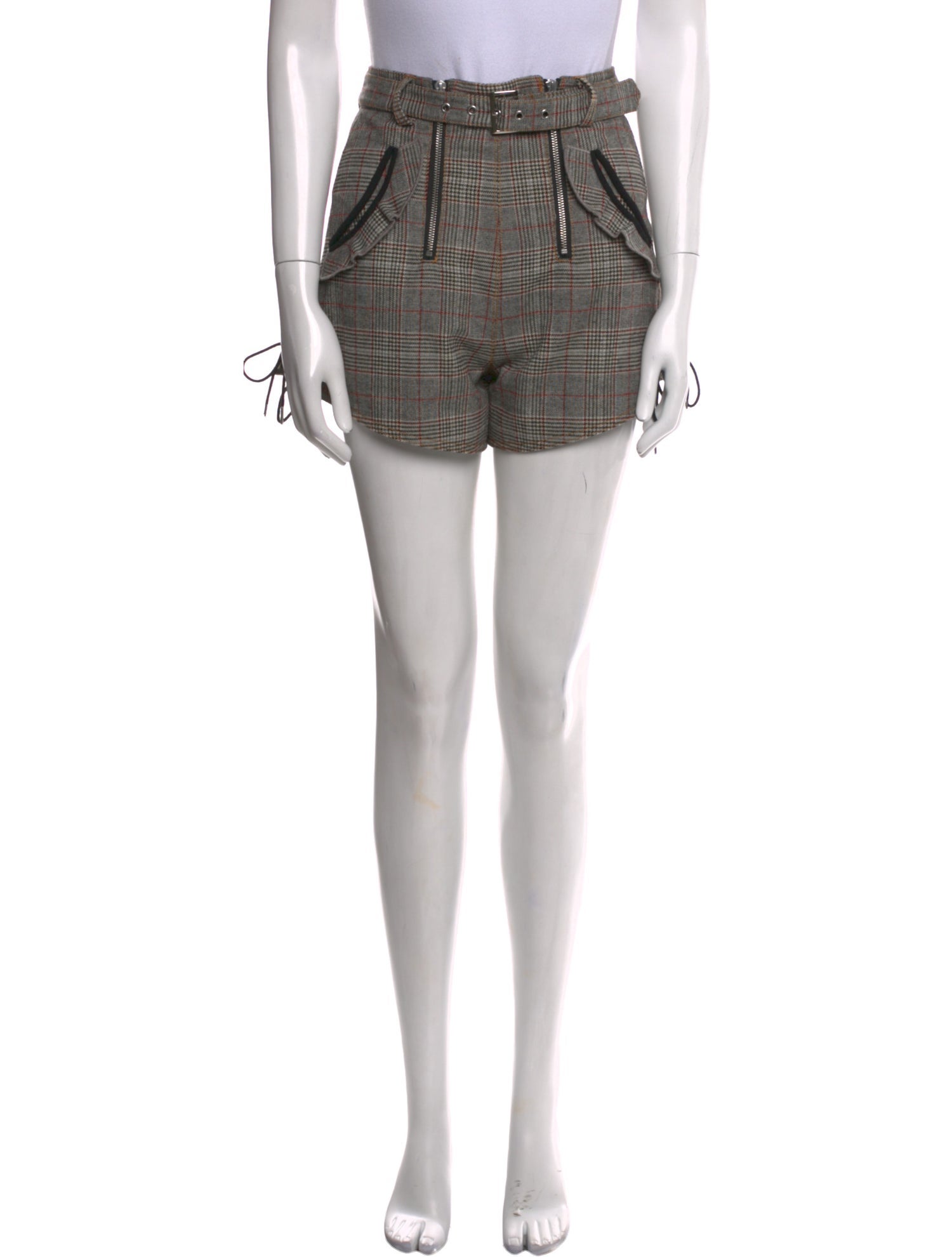 Self-Portrait Plaid Print Mini Shorts