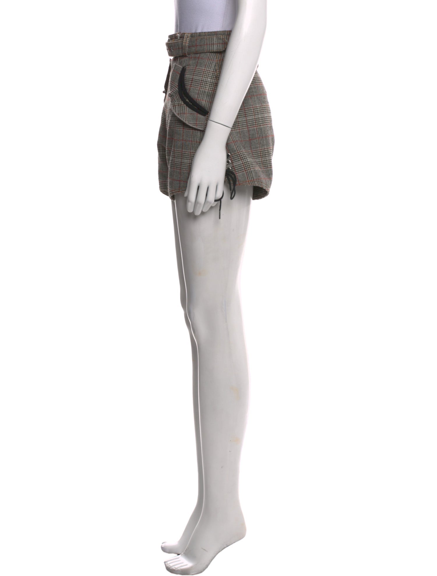 Self-Portrait Plaid Print Mini Shorts