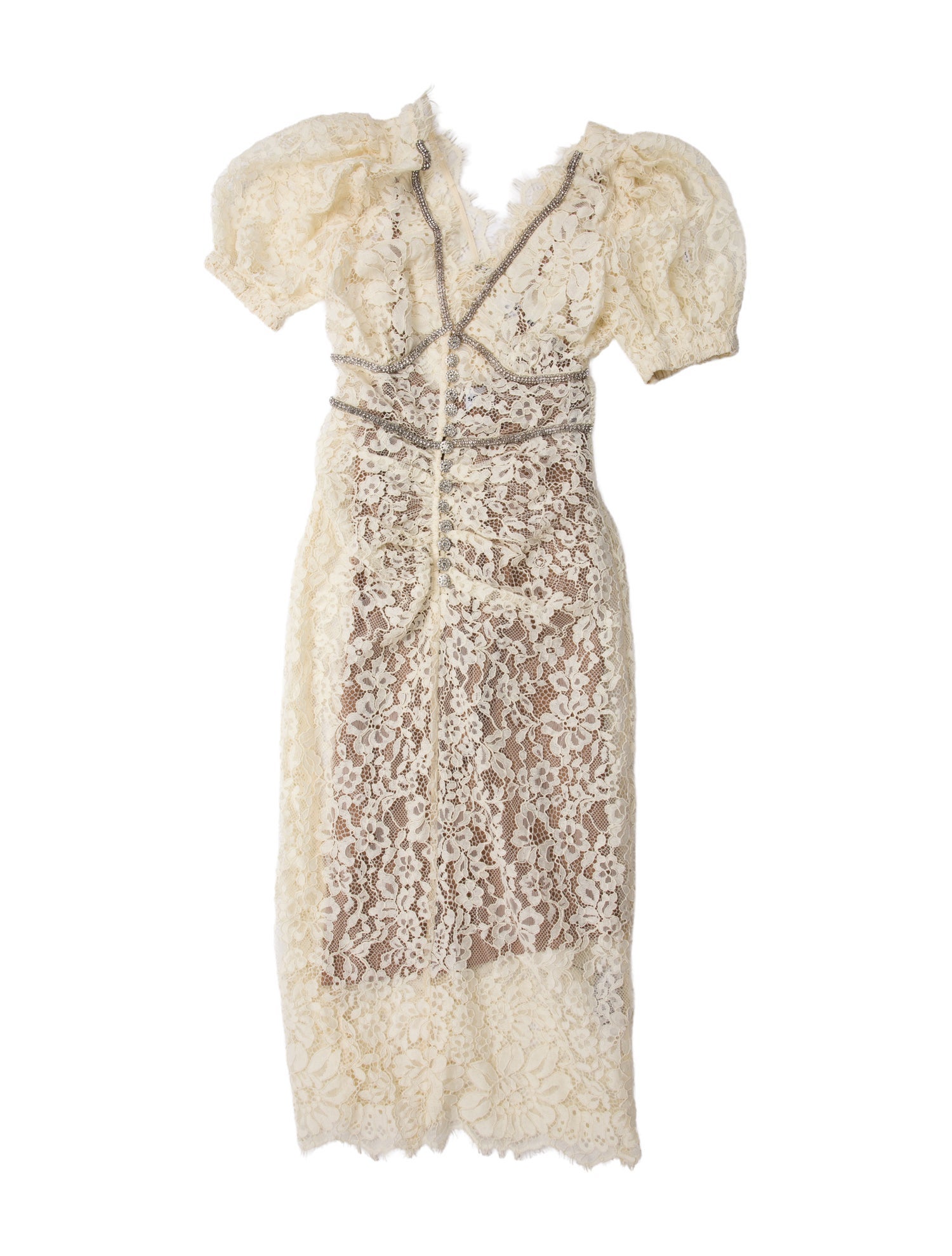 Self-Portrait Lace Pattern Midi Length Dress