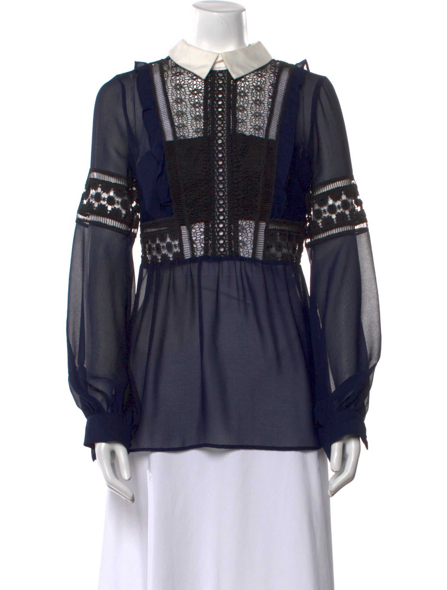 Self-Portrait Mock Neck Long Sleeve Blouse