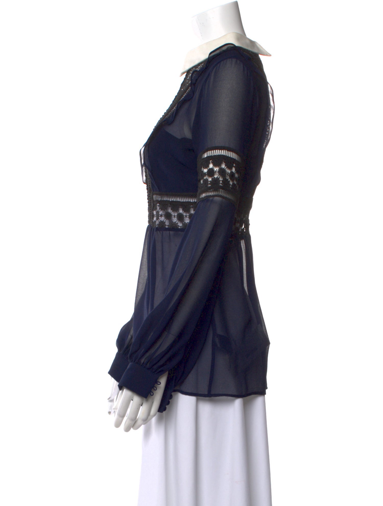 Self-Portrait Mock Neck Long Sleeve Blouse