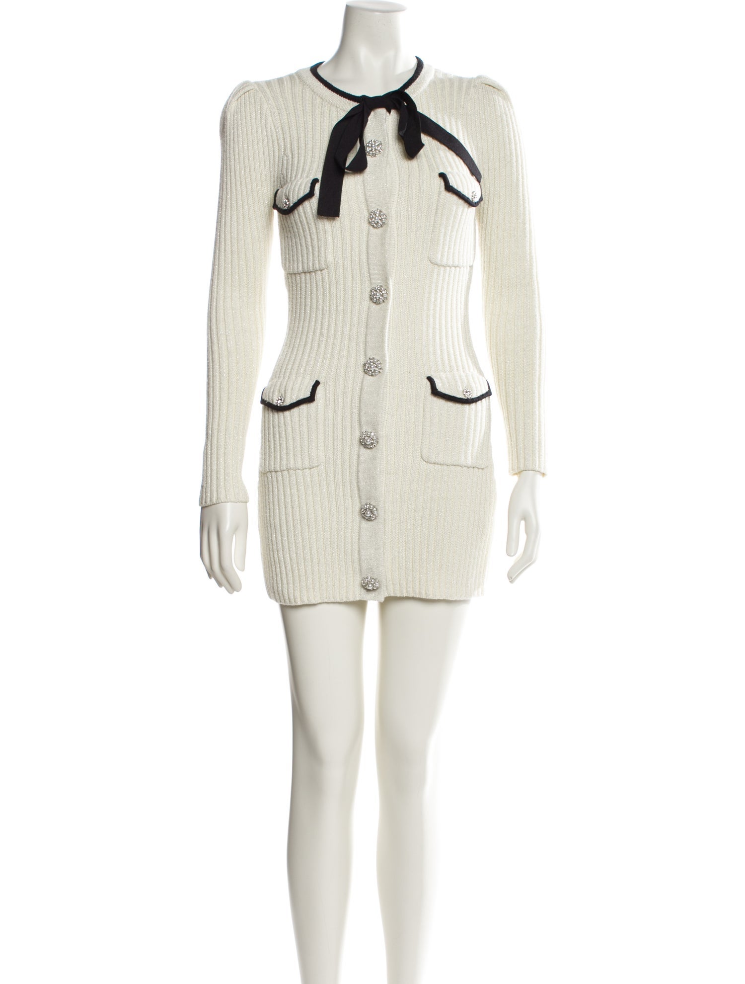 Self-Portrait Tie Neck Mini Dress