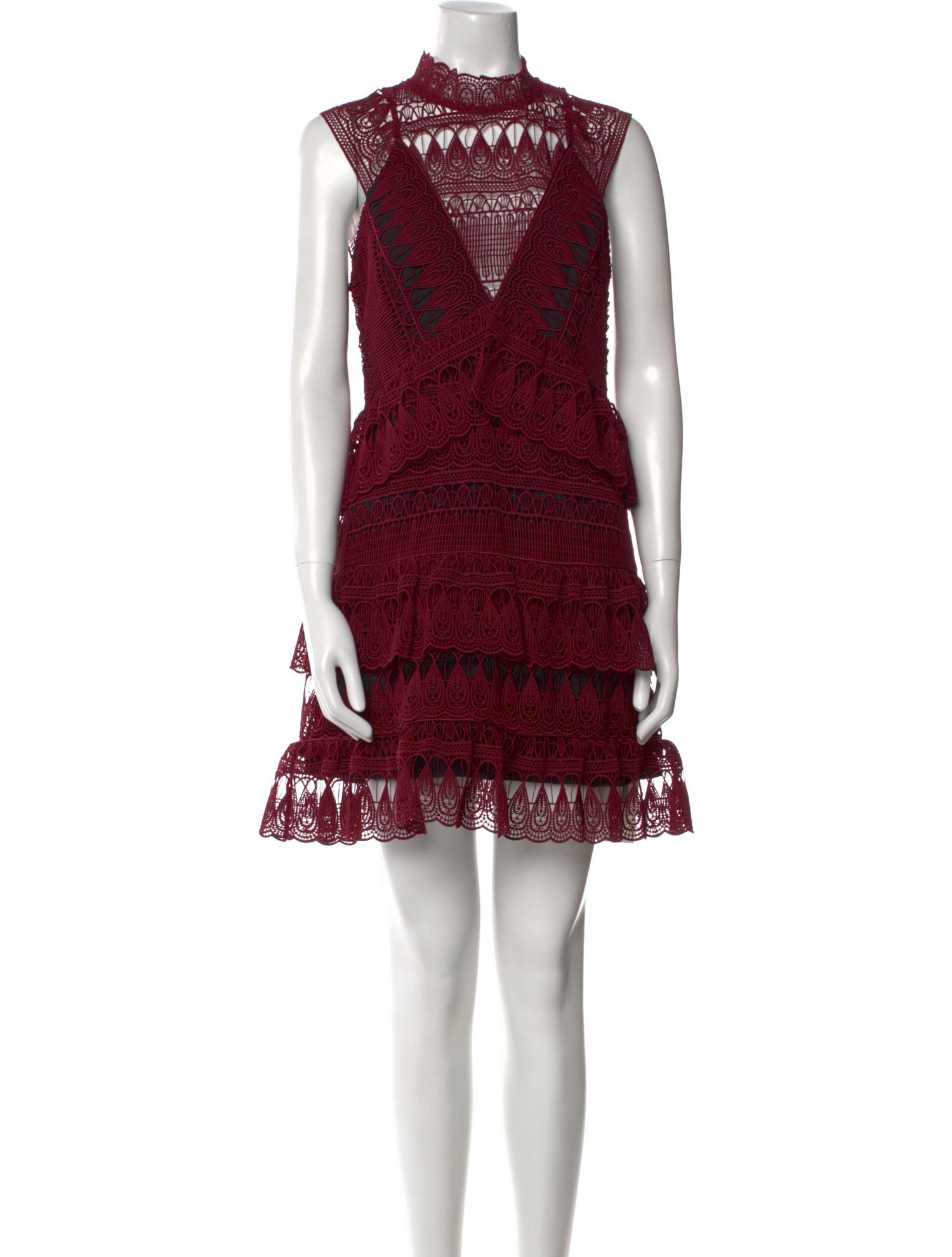 Self-Portrait Lace Pattern Mini Dress - Burgundy Dresses, Clothing - WSELF89012 | The RealReal Self-Portrait Lace Pattern Mini Dress - Burgundy Dresses, Clothing - WSELF89012 | The RealReal