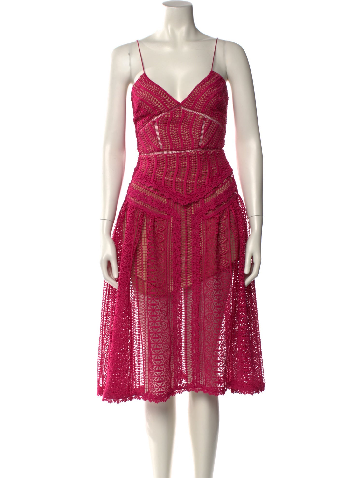 Self-Portrait V-Neck Midi Length Dress