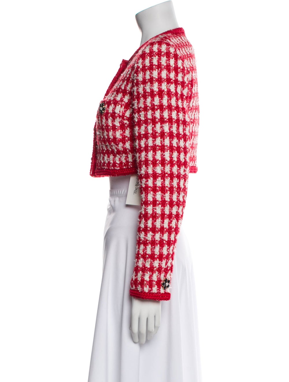 Self-Portrait Evening Jacket Red Houndstooth Prin… - image 2