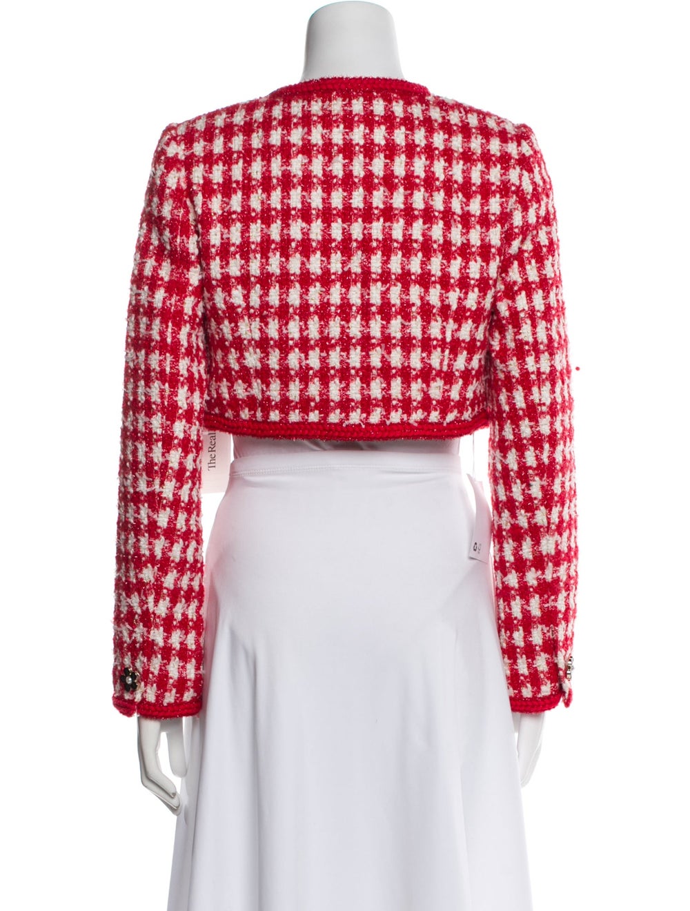 Self-Portrait Evening Jacket Red Houndstooth Prin… - image 3
