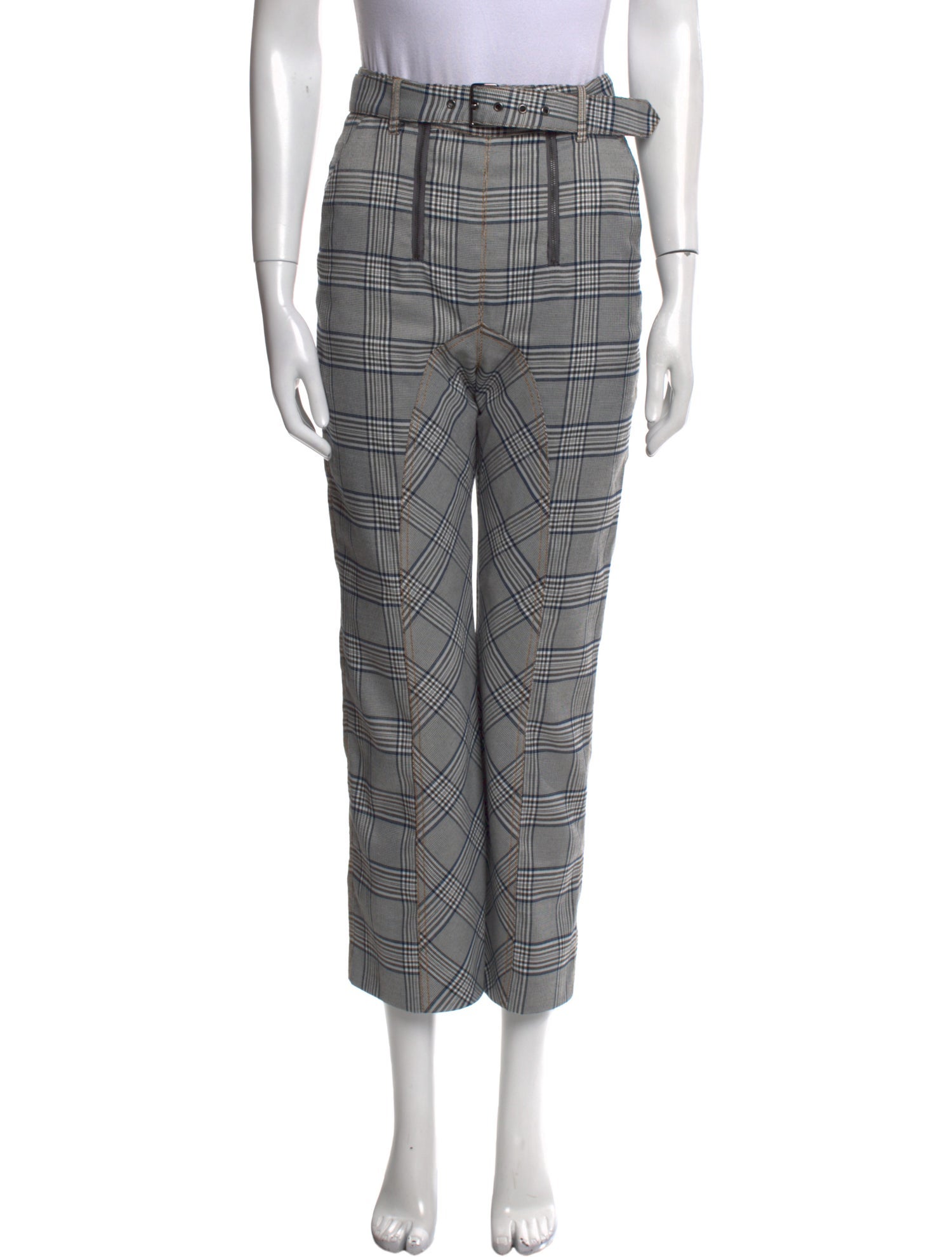 Self-Portrait Plaid Print Straight Leg Pants