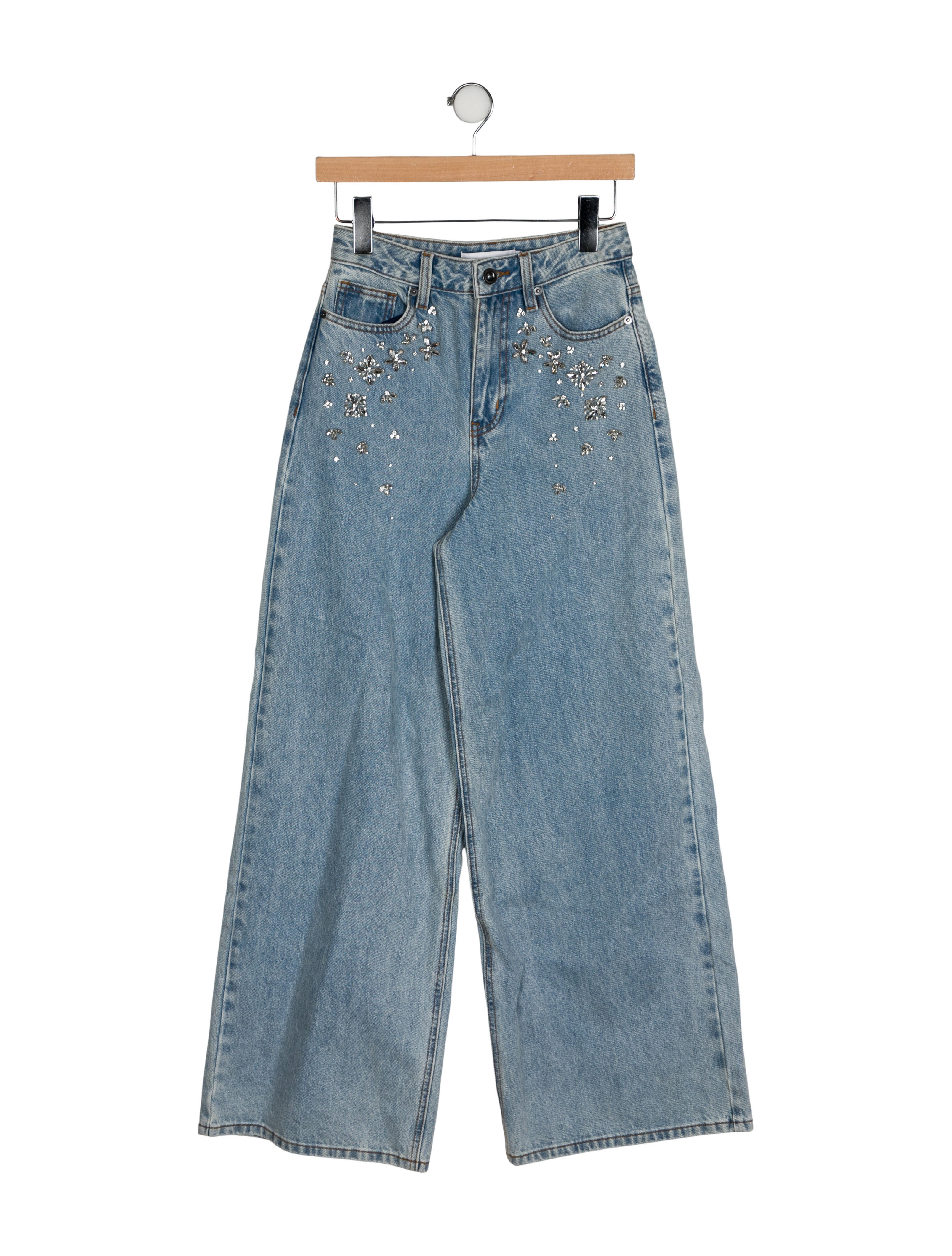 Self-Portrait High-Rise Wide Leg Jeans w/ Tags