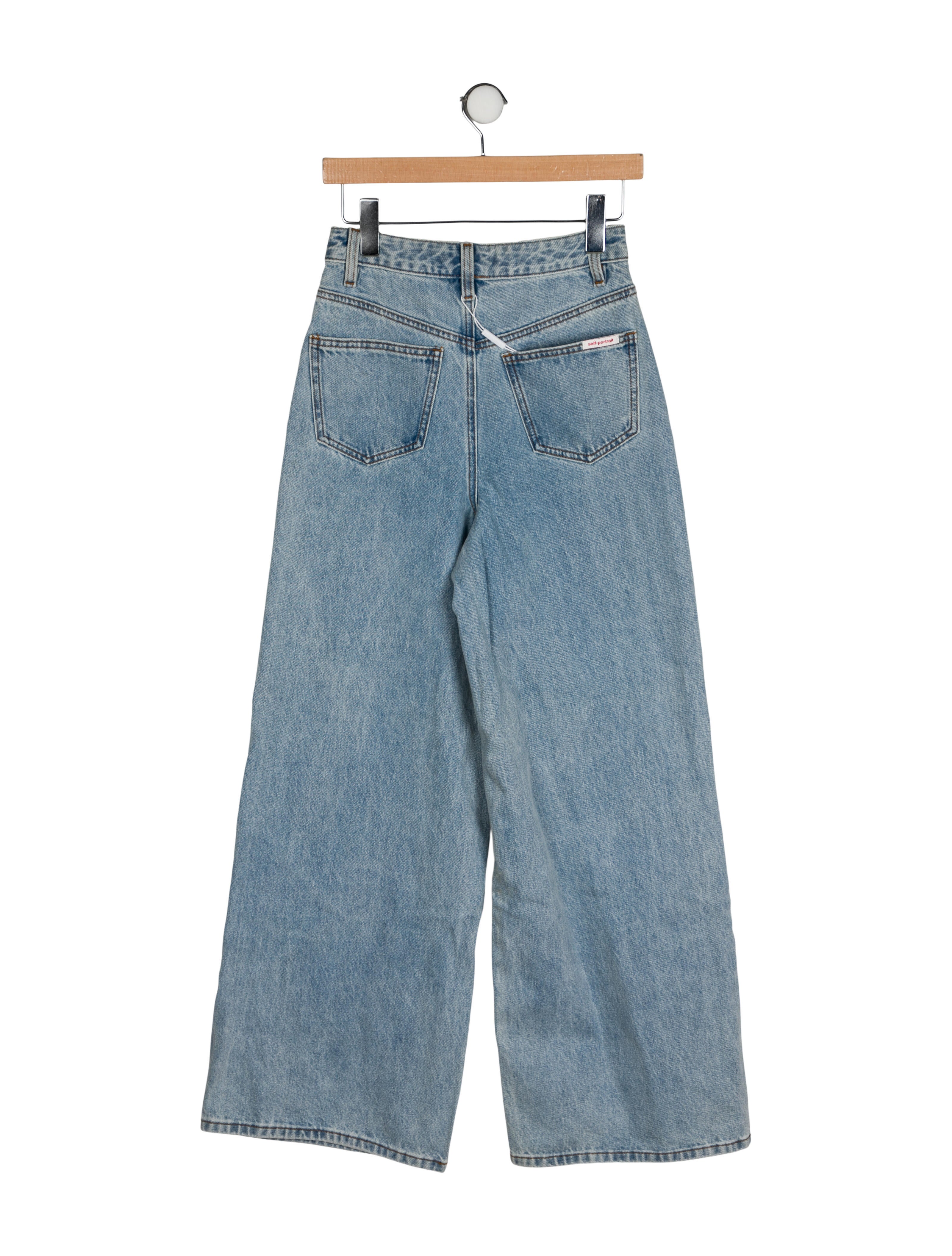 Self-Portrait High-Rise Wide Leg Jeans w/ Tags