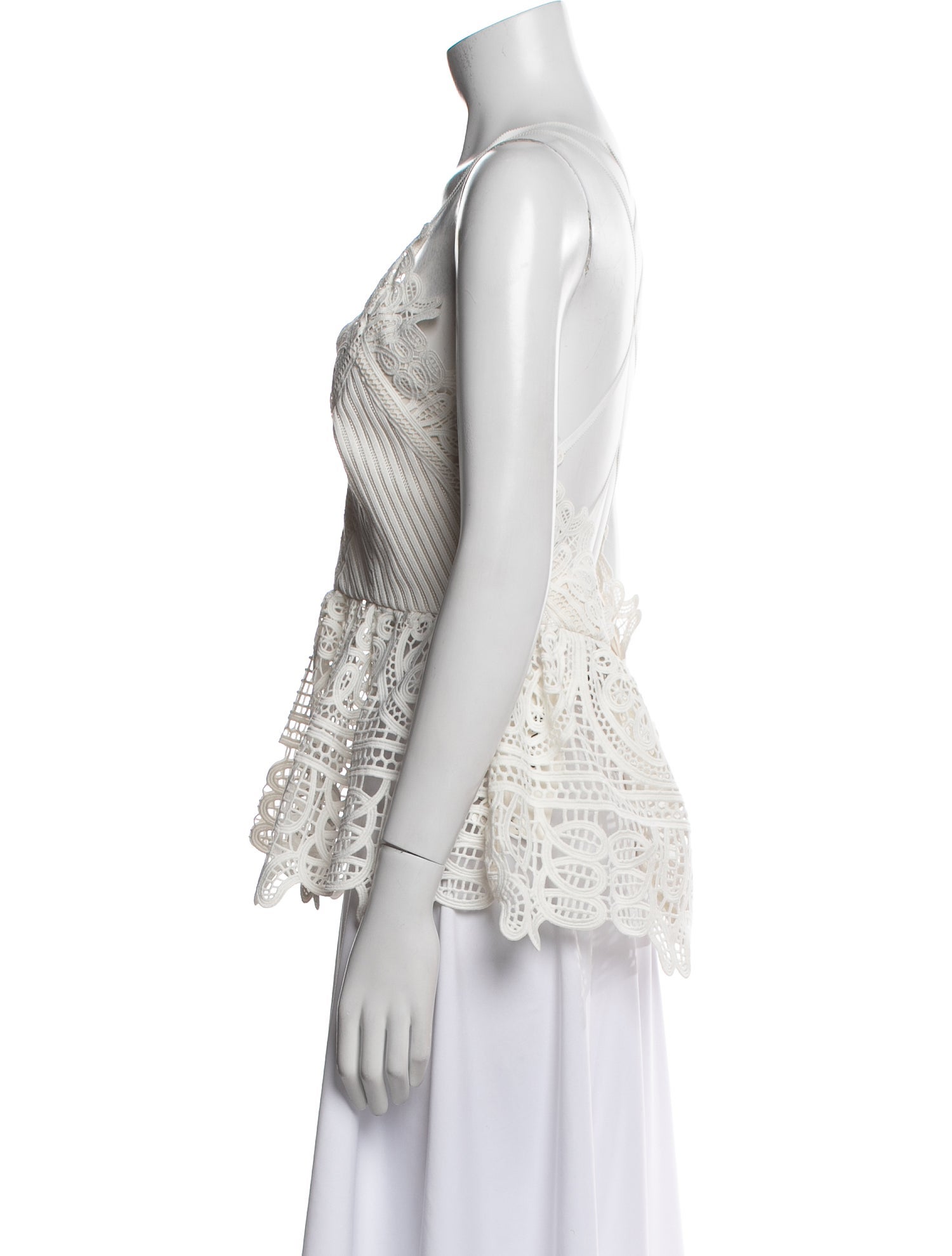 Self-Portrait Lace Pattern V-Neck Top